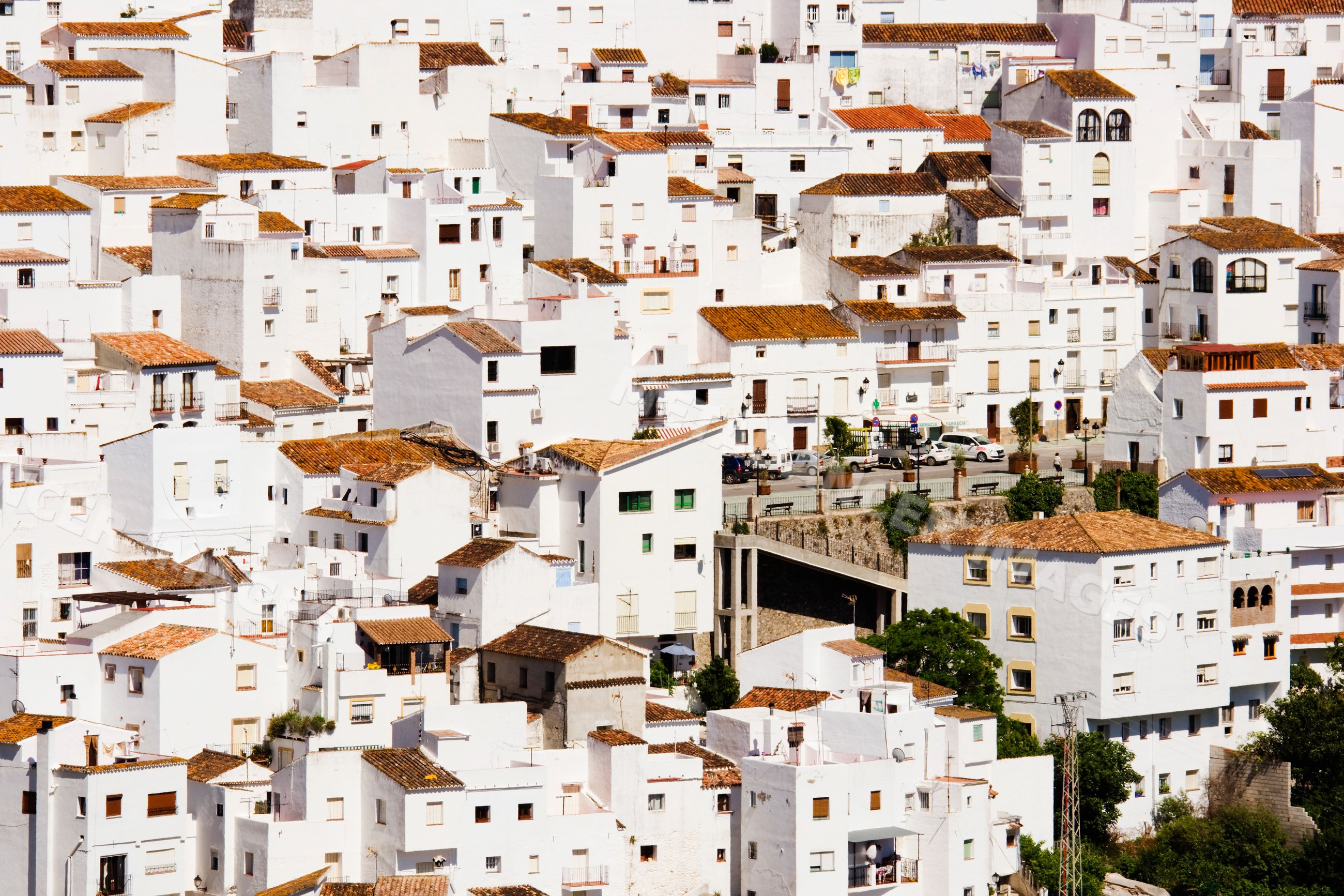 Town of casares with white buildings and terracotta roofs Spain