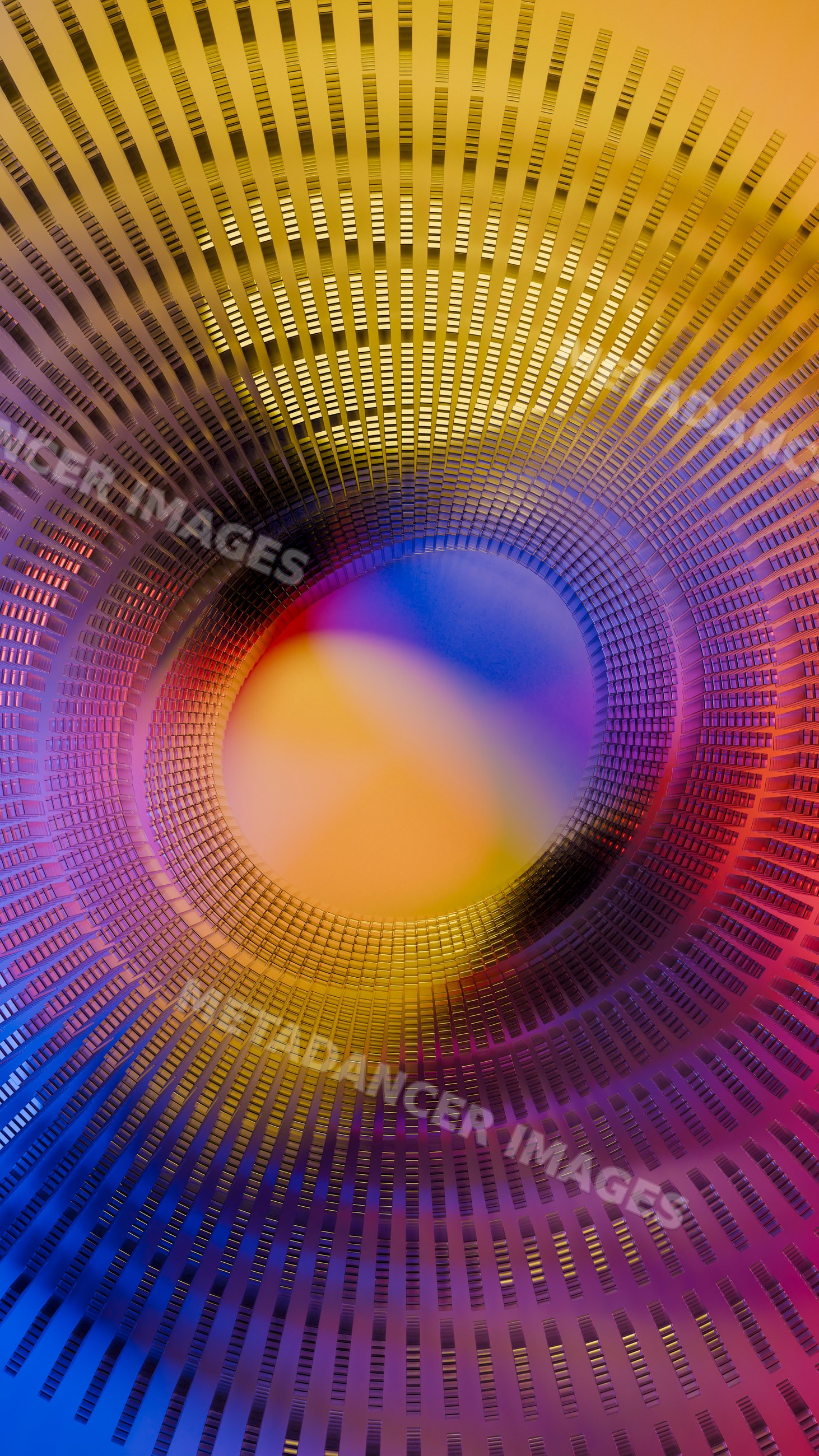 Abstract colorful spiral digital art with vibrant concentric