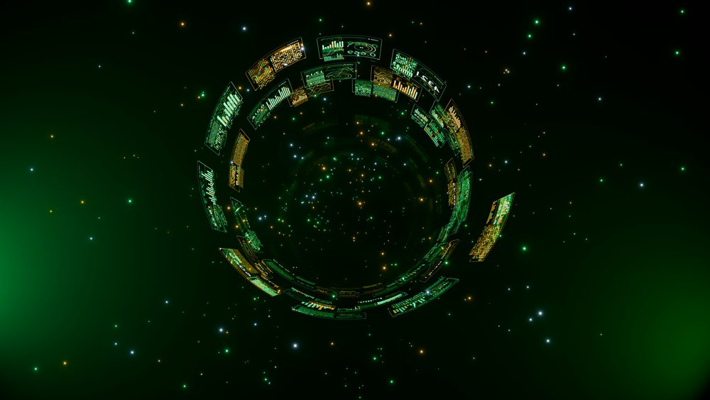 Holographic digital interface with data visualizations