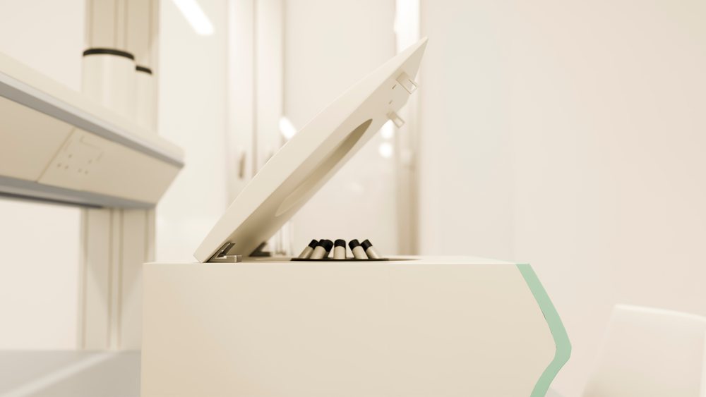 Laboratory centrifuge with test tubes for sample processing