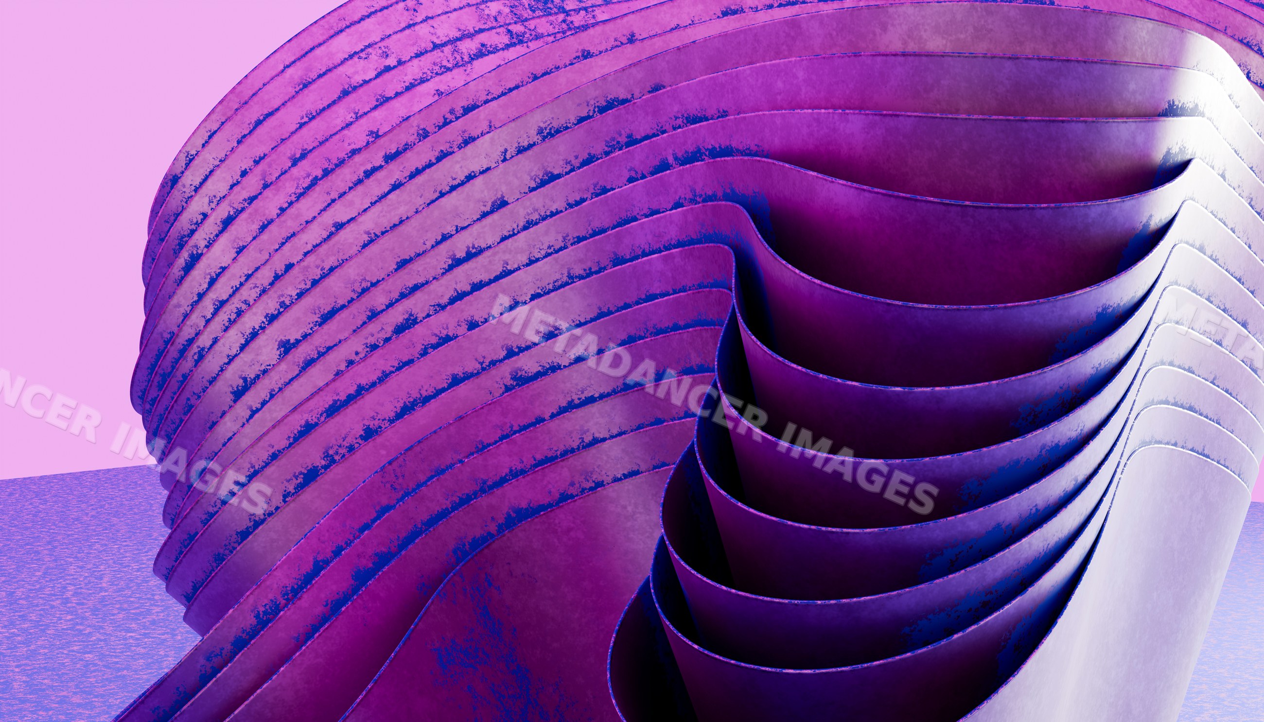 Abstract sculpture with smooth curved purple layered design