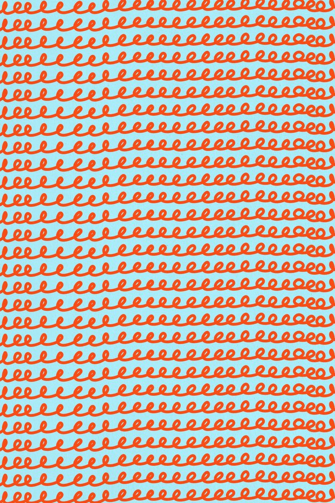 An illustration with orange loops repeated on a blue background