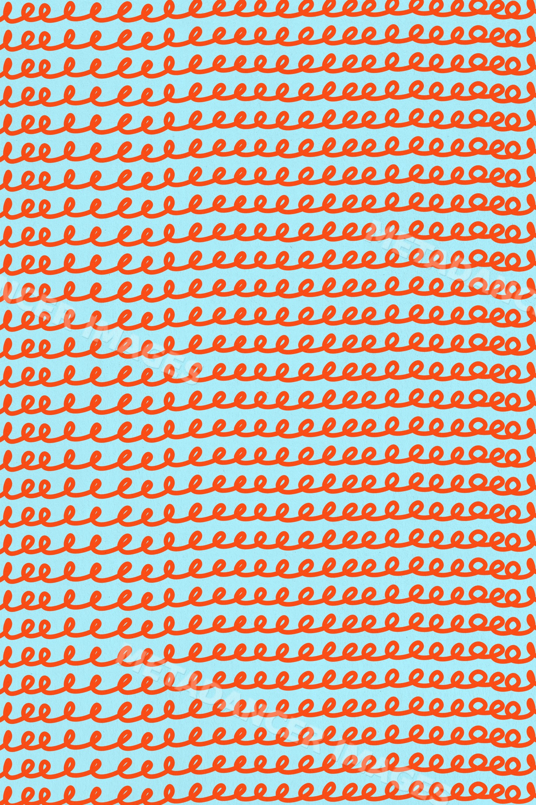 An illustration with orange loops repeated on a blue background