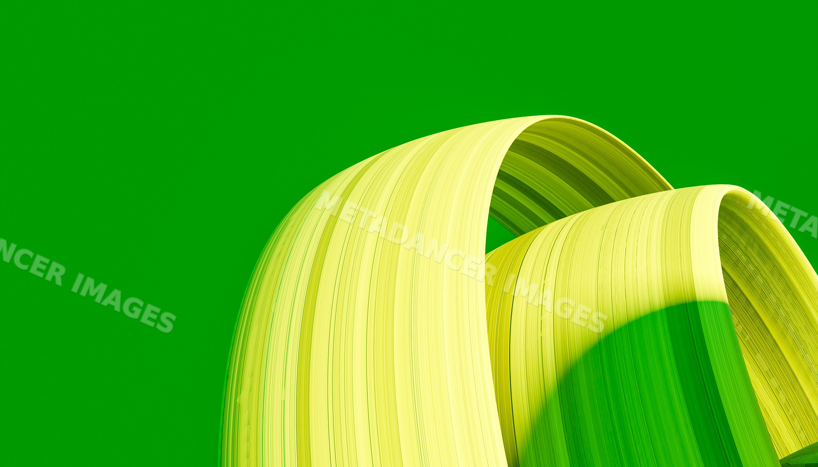 Abstract yellow and green curved sculpture with modern design