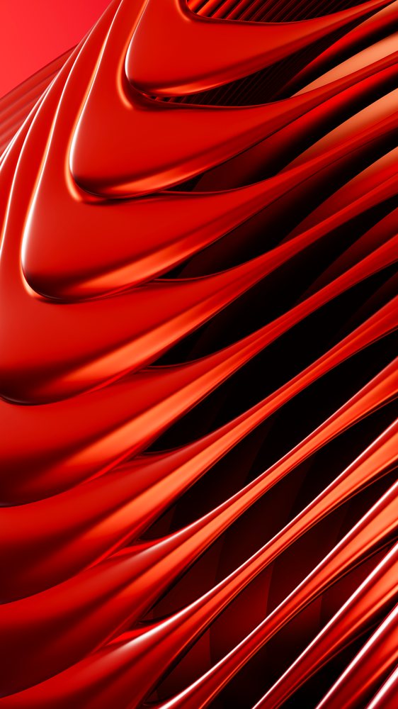 Abstract red smooth flowing curves in digital 3d illustration