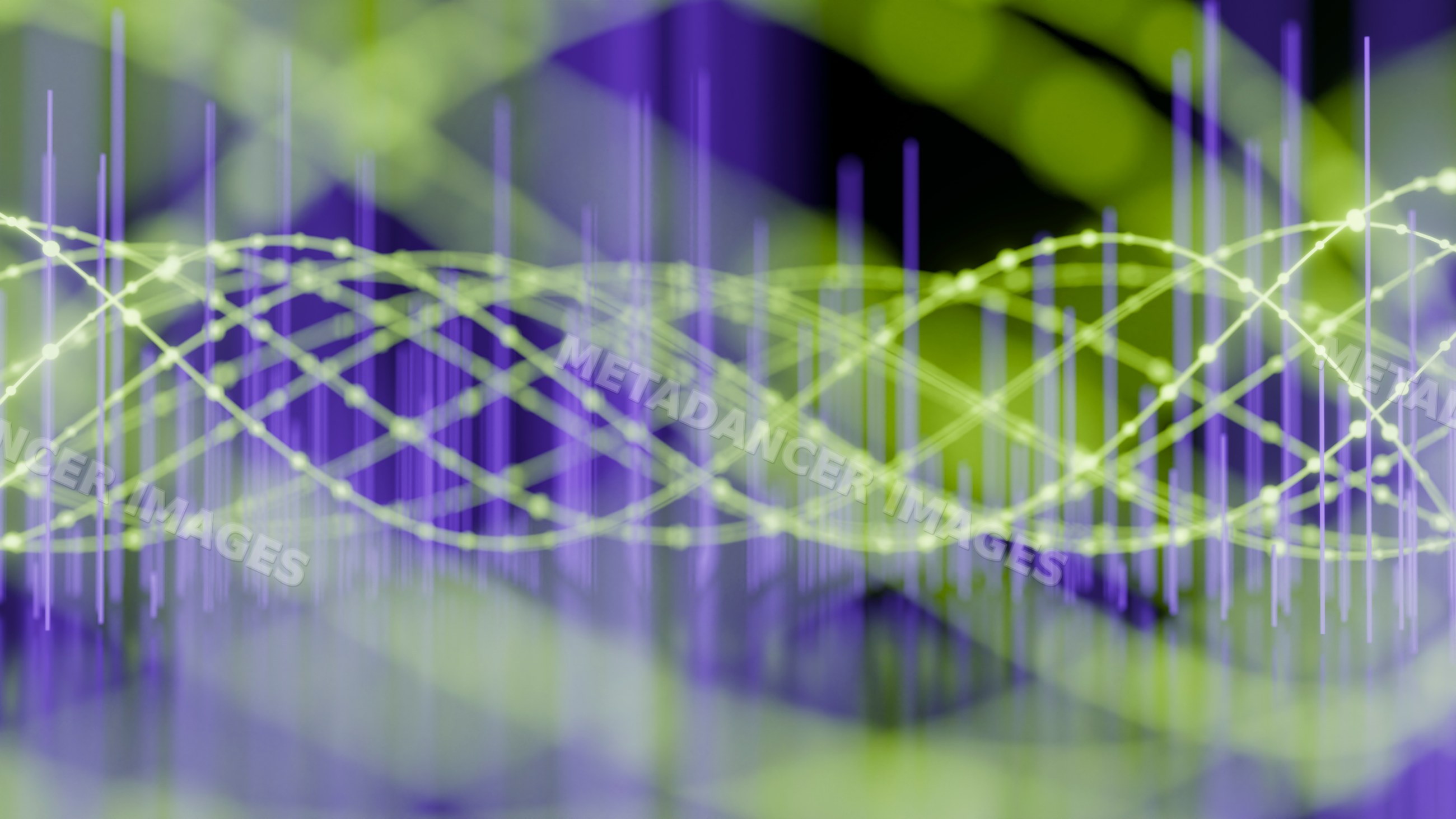 Abstract digital 3d render of interconnected data waves