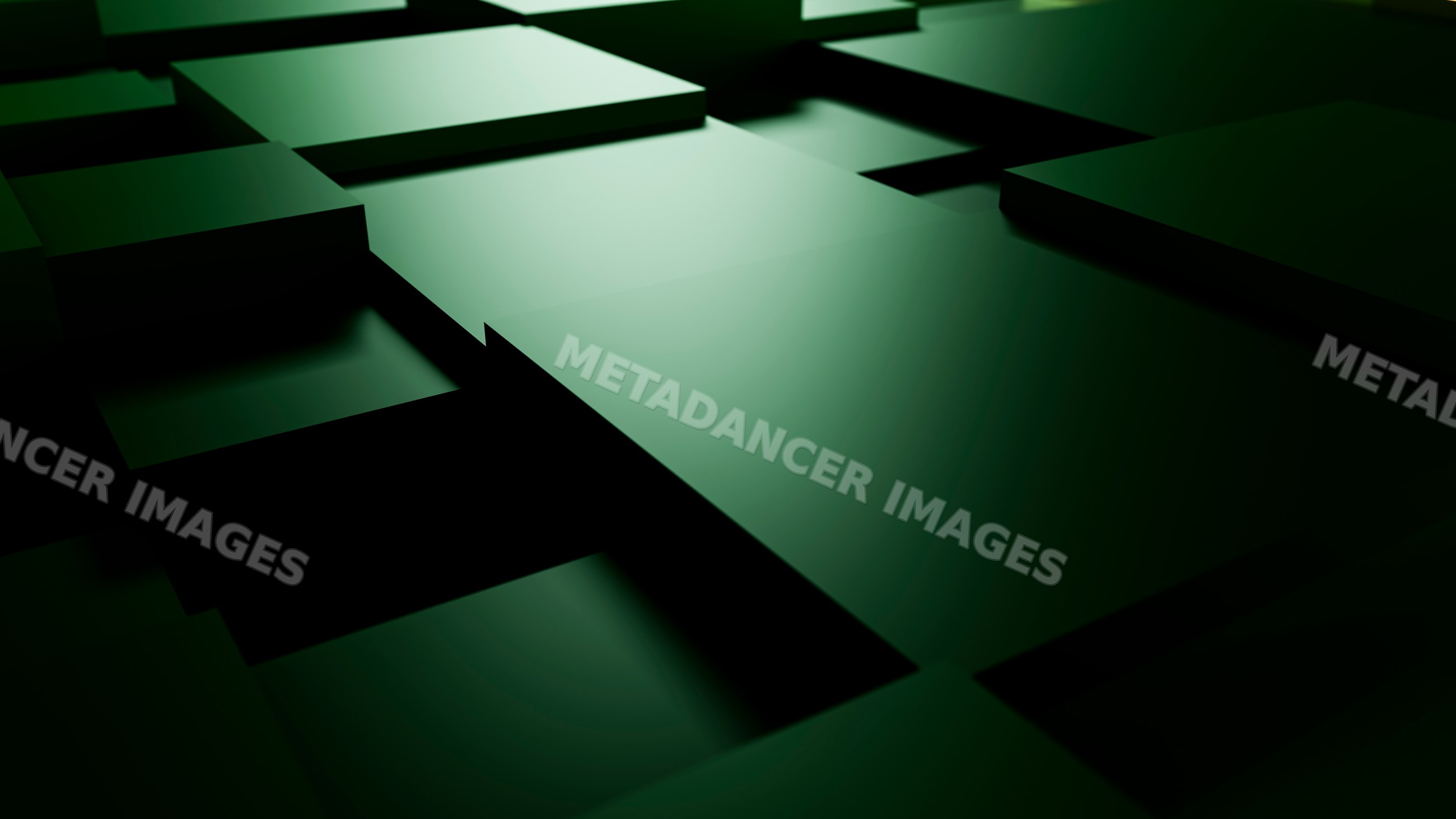 Abstract 3d green geometric blocks in a modern digital art composition
