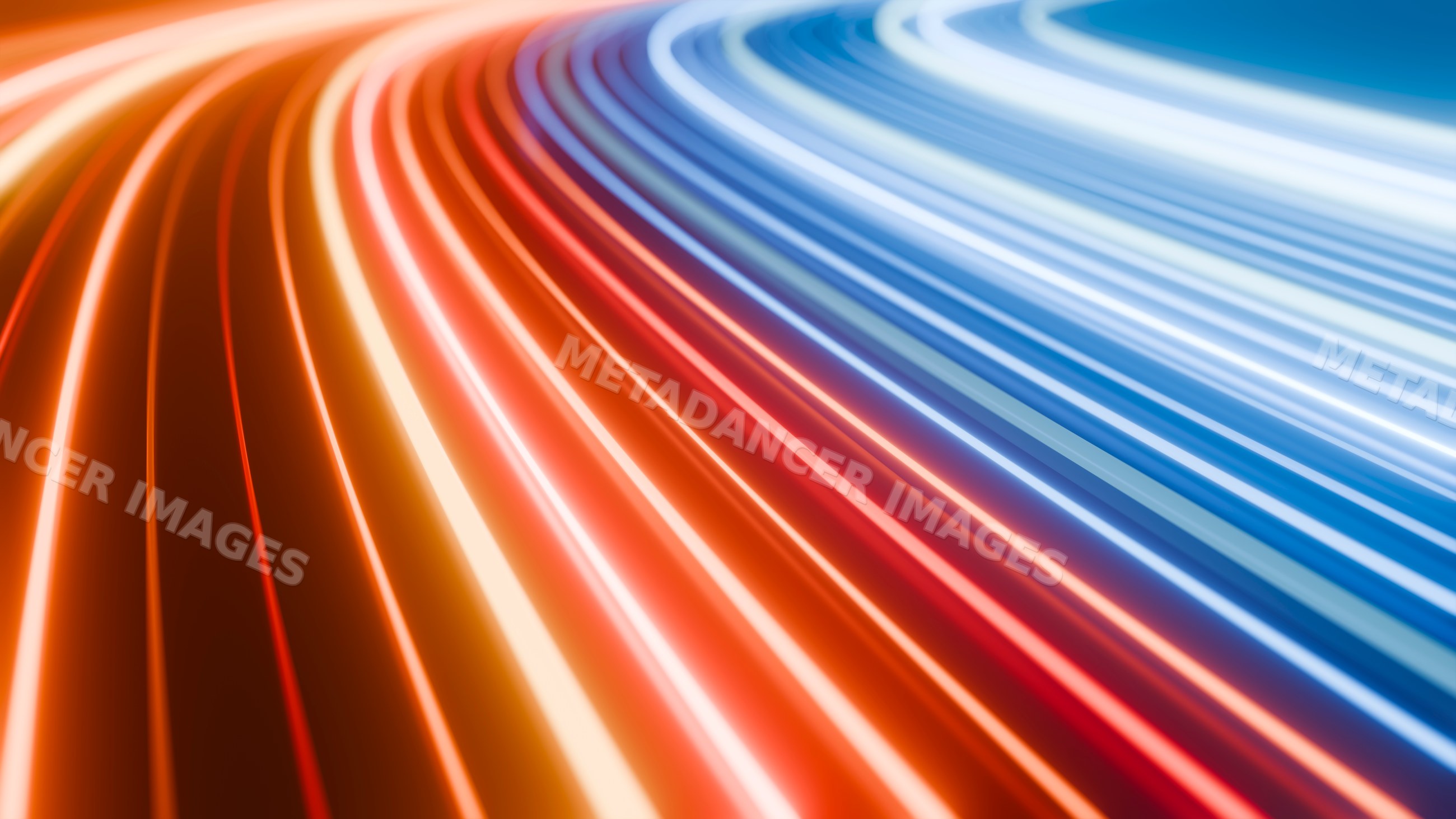 Abstract curved light trails in vibrant red and blue colors