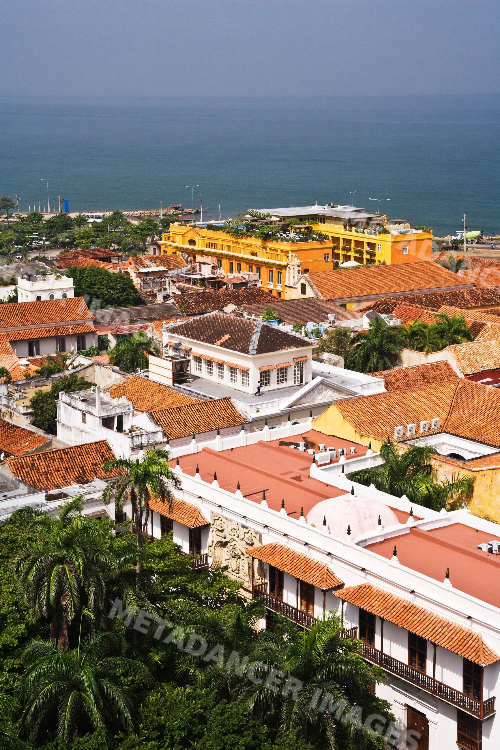 Old town cartagena rooftops by the caribbean coast