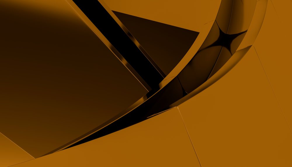 Abstract digital 3d render with brown and orange curved surfaces