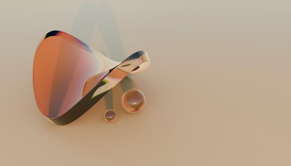 Modern abstract glass sculpture with flowing curves and spheres