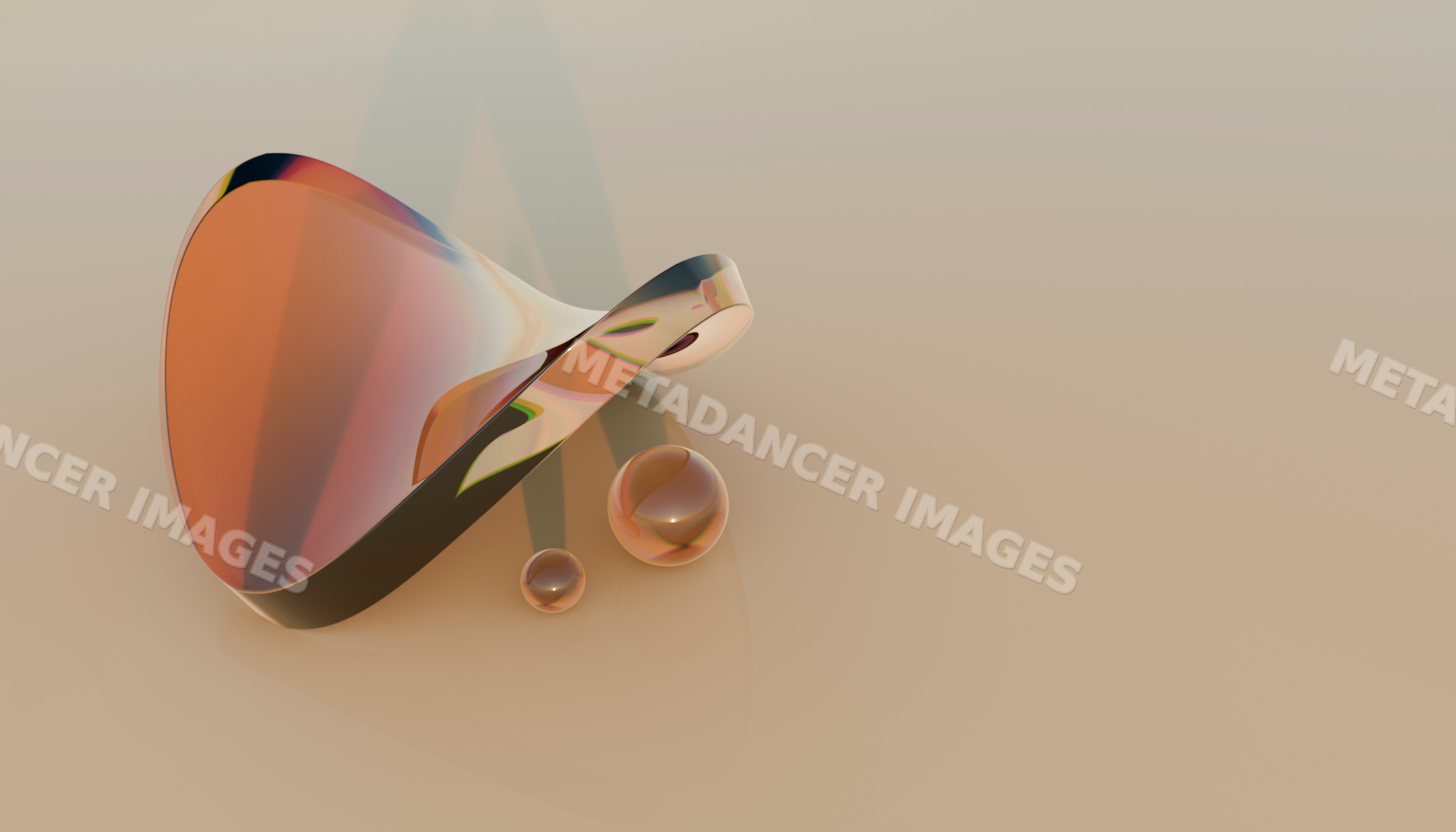 Modern abstract glass sculpture with flowing curves and spheres
