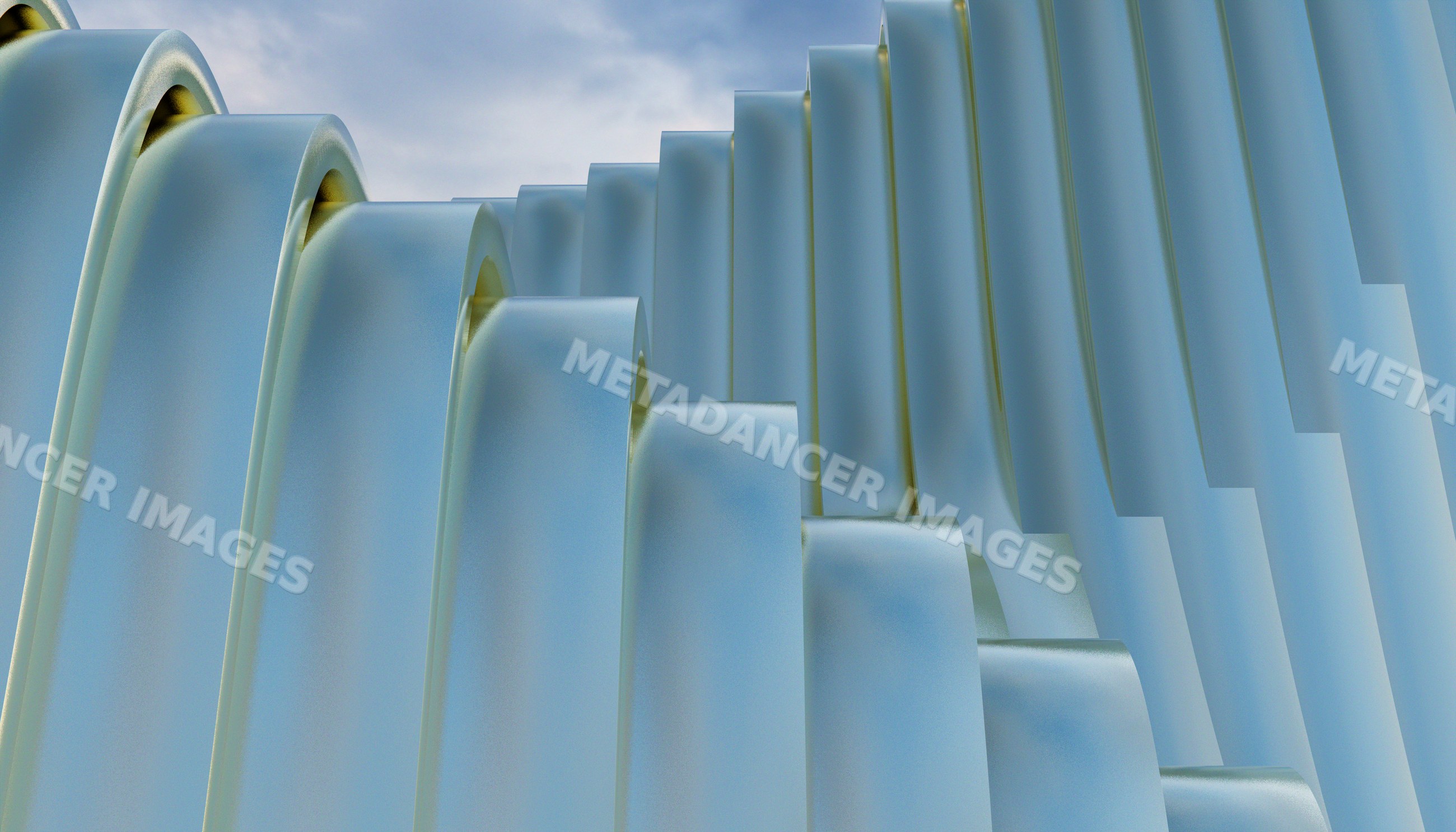 Close-up of a modern building's white curved architectural structure
