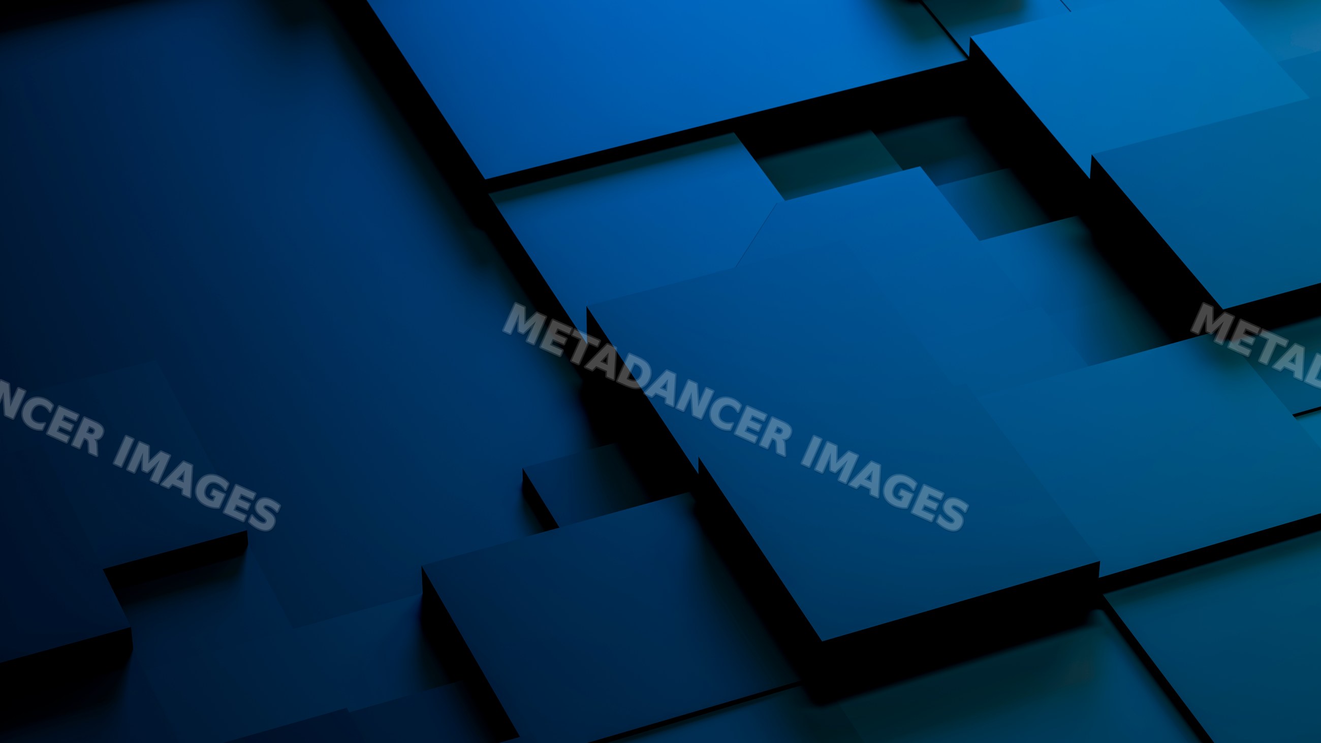Blue overlapping geometric blocks symbolizing ai and data center