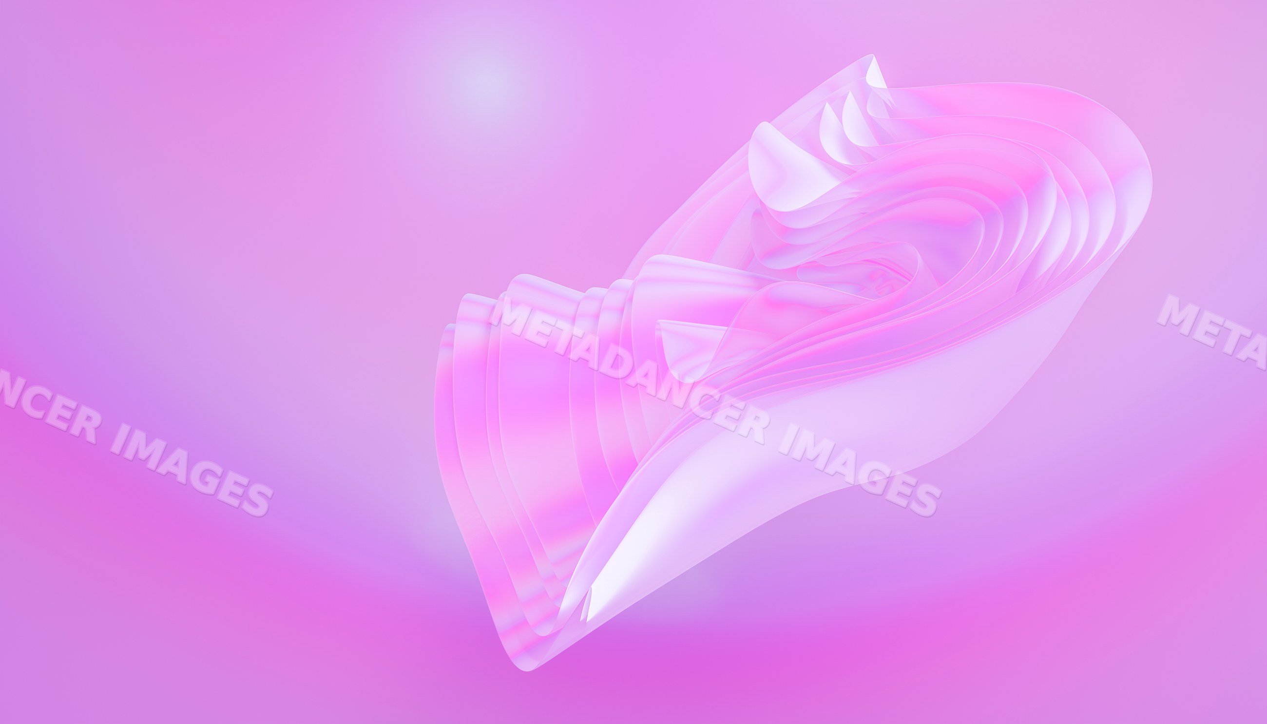Translucent purple and pink abstract 3d digital art shape with soft