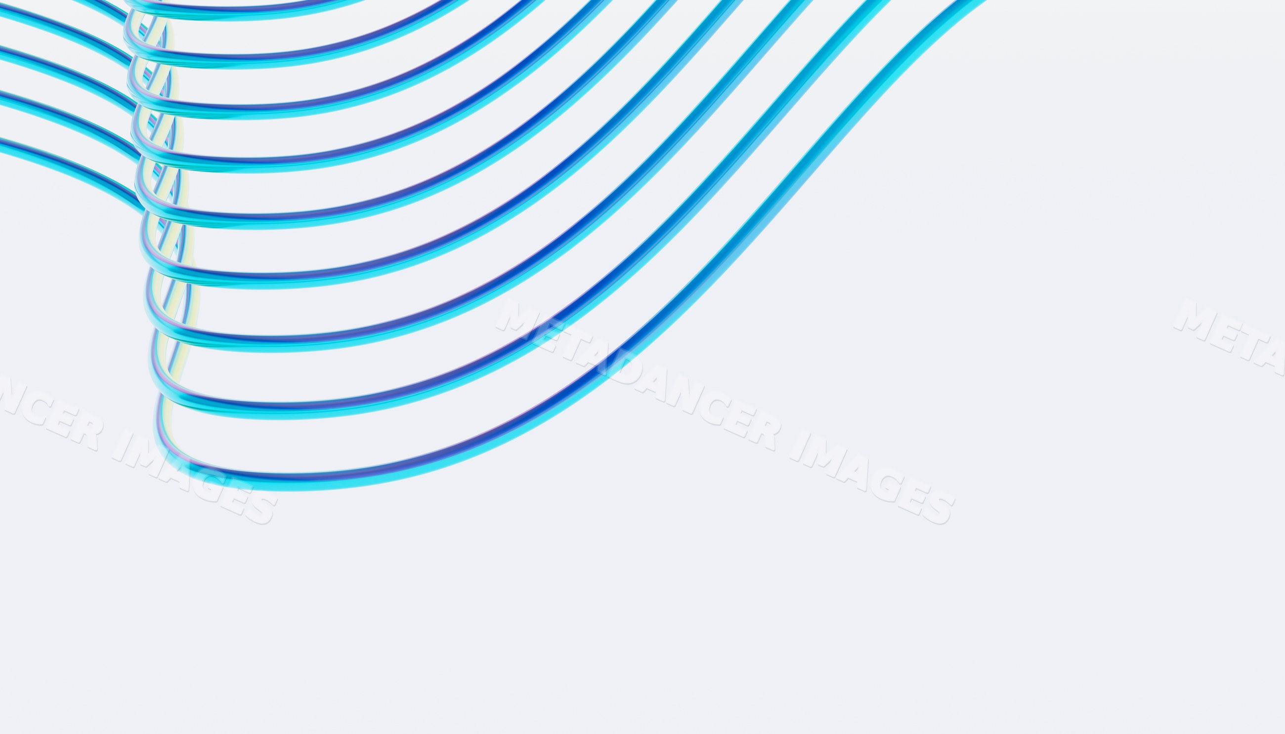 Abstract blue curved lines forming looped shapes on white background