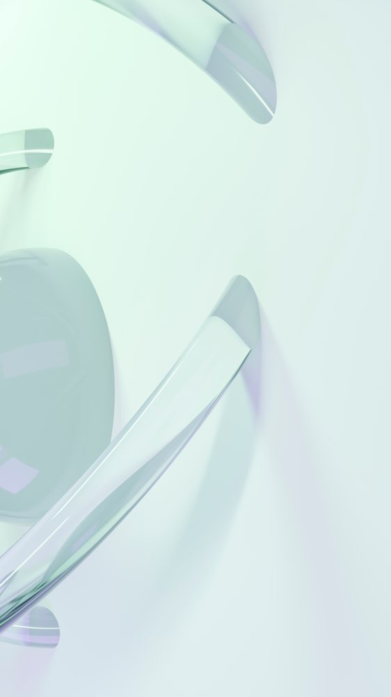 Abstract translucent curved glass shapes digital illustration