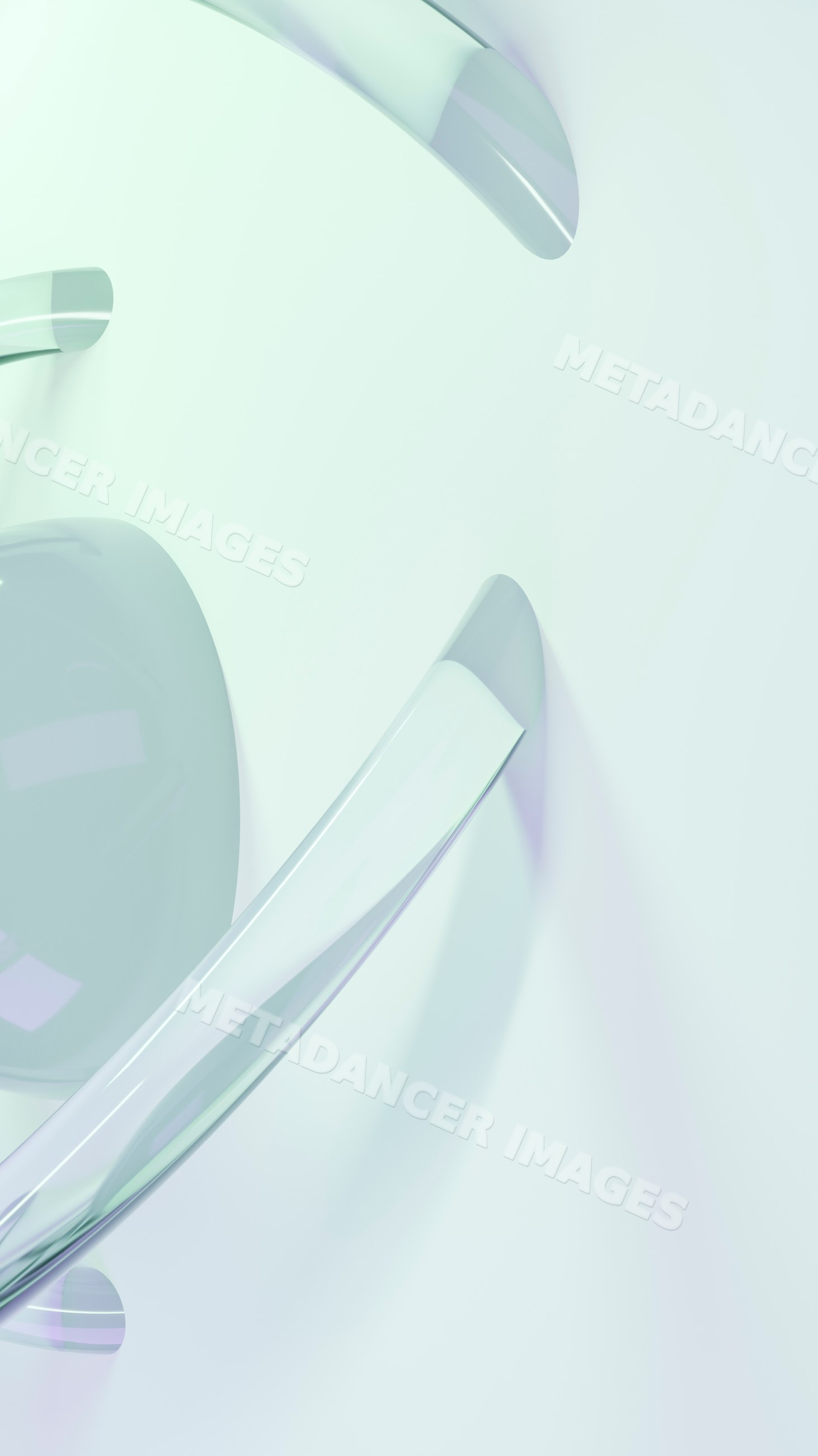 Abstract translucent curved glass shapes digital illustration