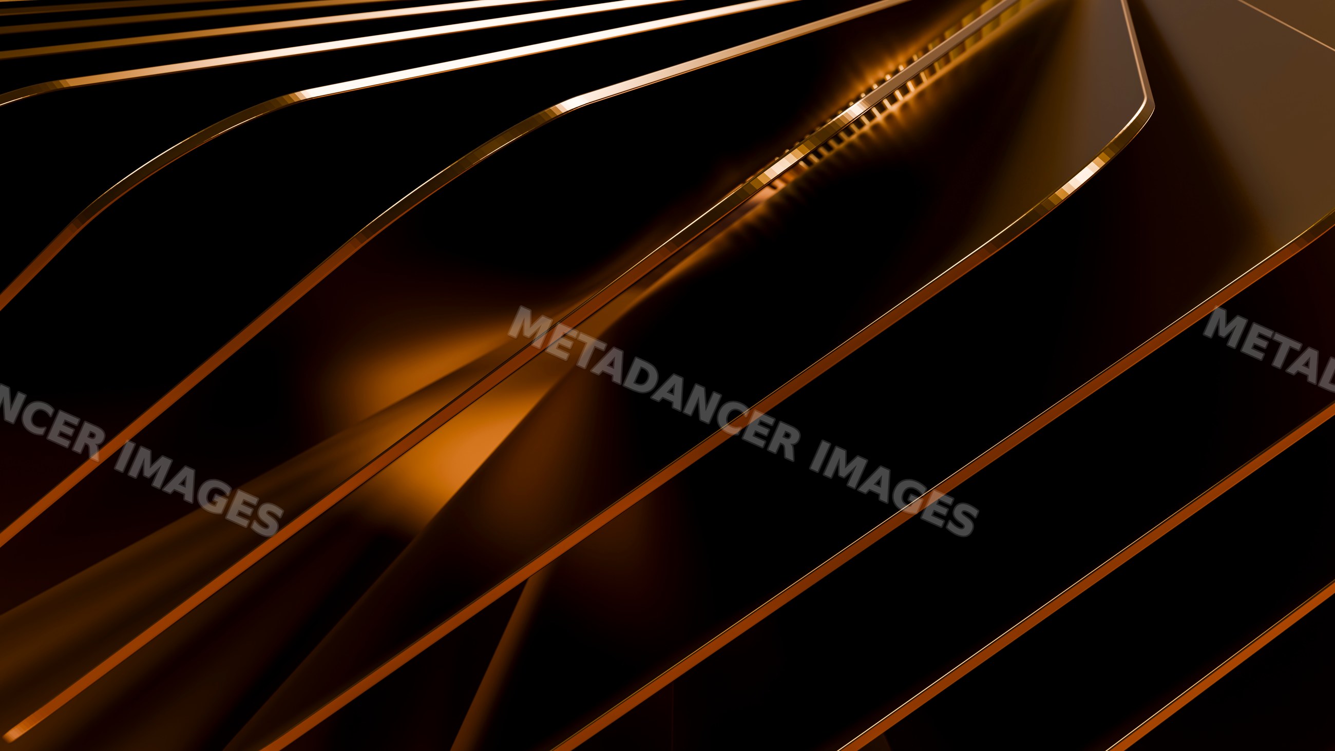 Abstract glowing orange curved lines on black background