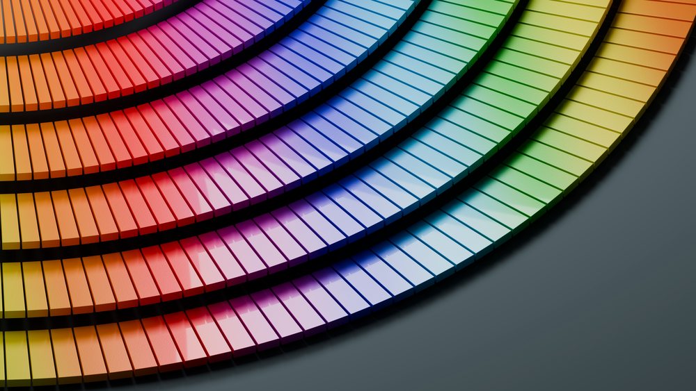 Color wheel composed of rectangular blocks