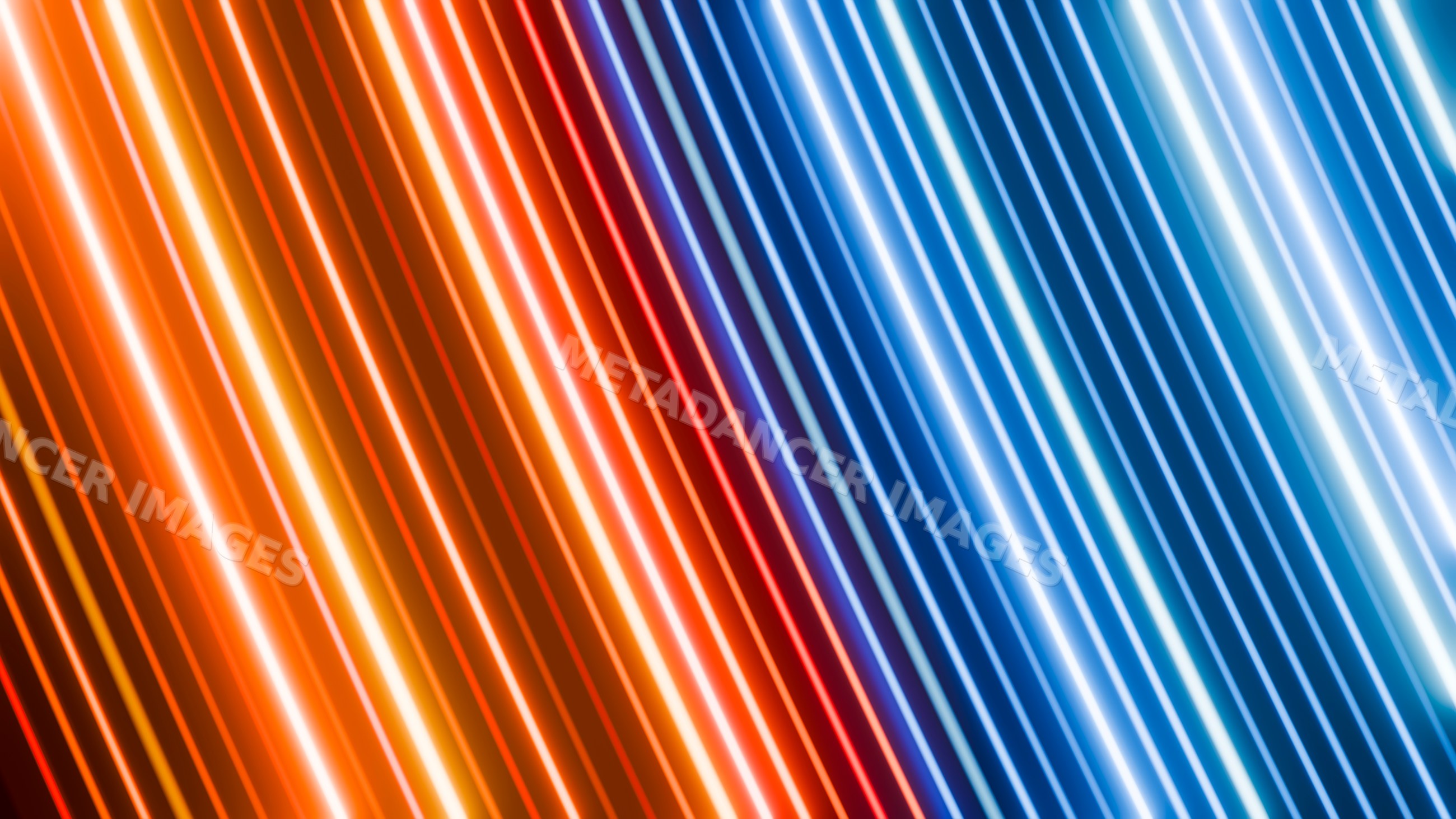 Diagonal neon light streaks in blue and orange colors