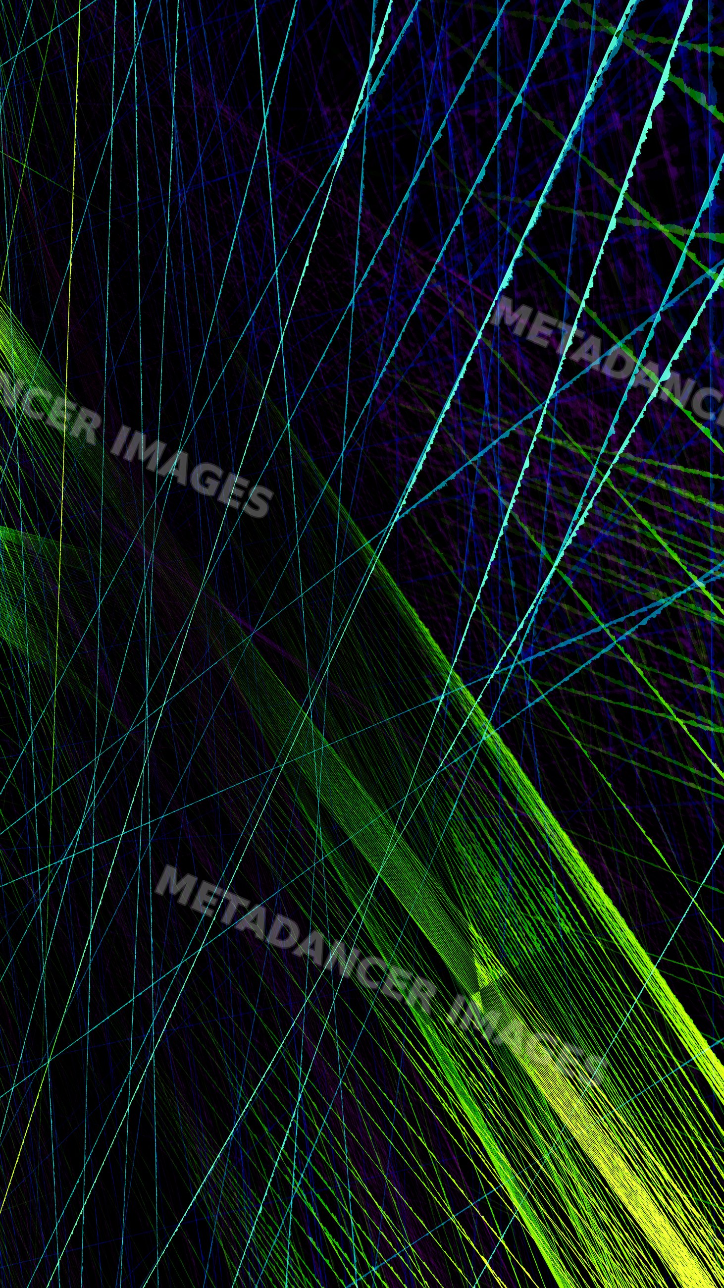 Abstract digital artwork with intersecting green and blue lines