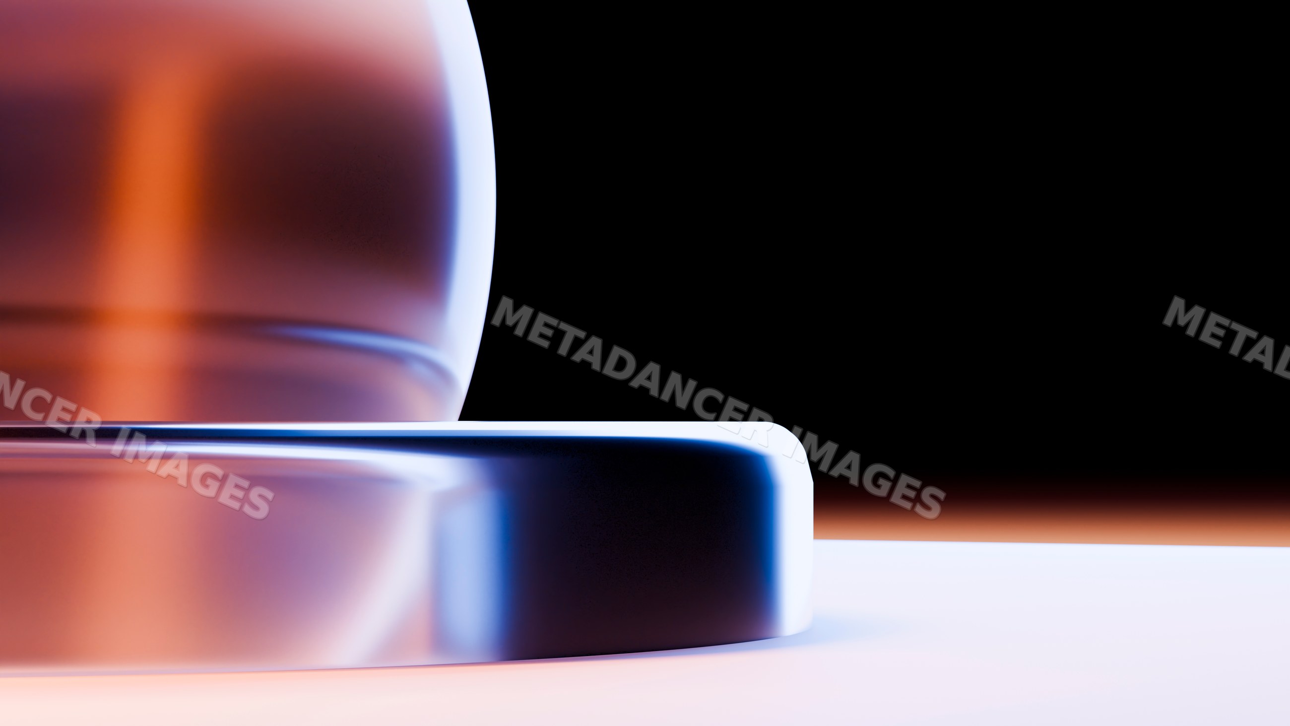 Abstract glass sphere on reflective surface in minimalist illustration