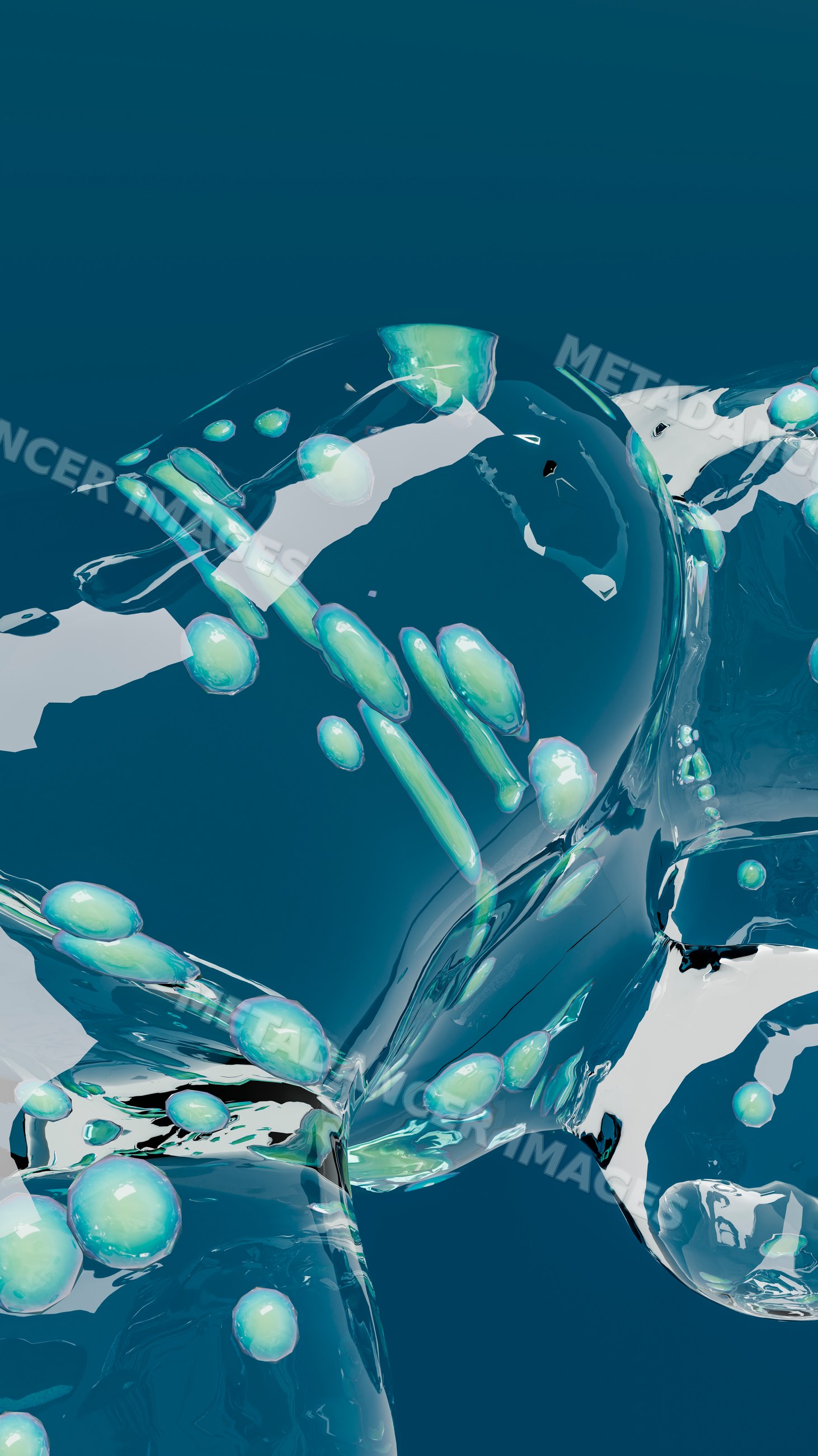 Abstract digital artwork of translucent liquid bubbles