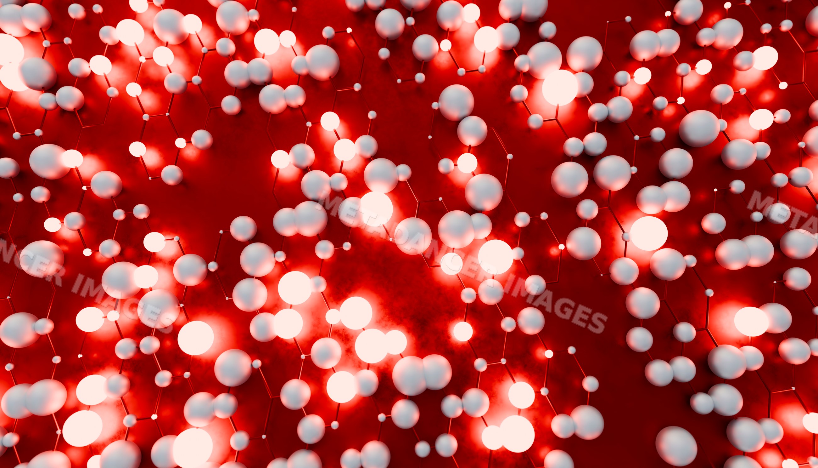 3d scientific molecular structure model with glowing connections