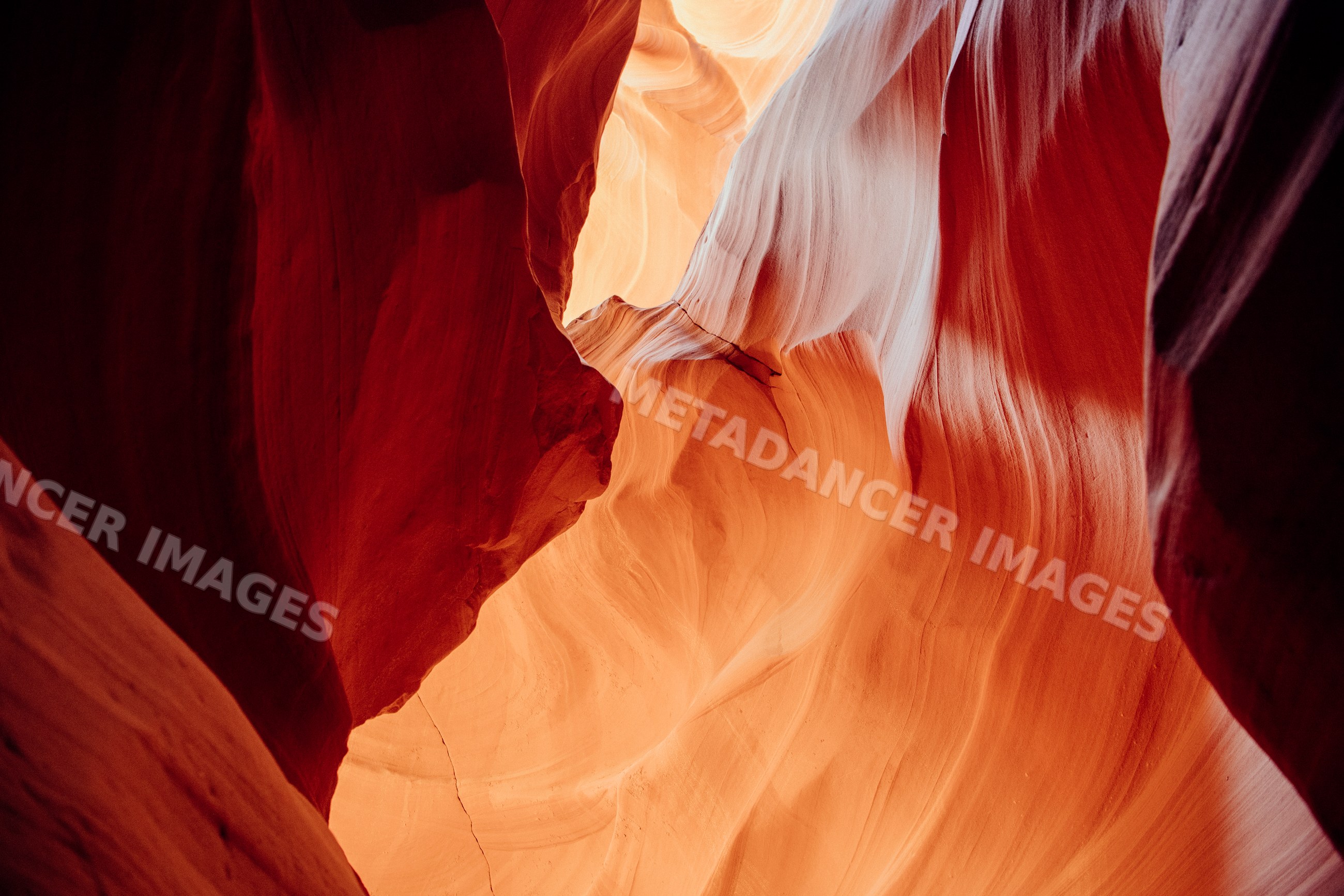 Colorful sandstone walls of antelope canyon in Navajo Land, Arizona