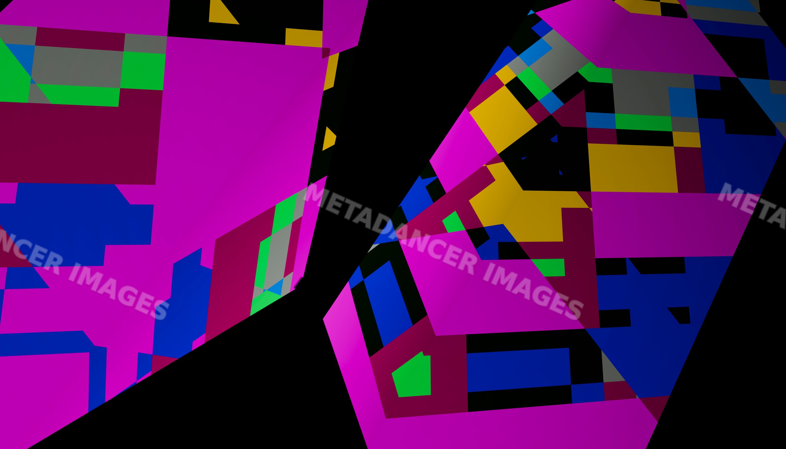 Colorful abstract digital artwork with geometric shapes and sharp