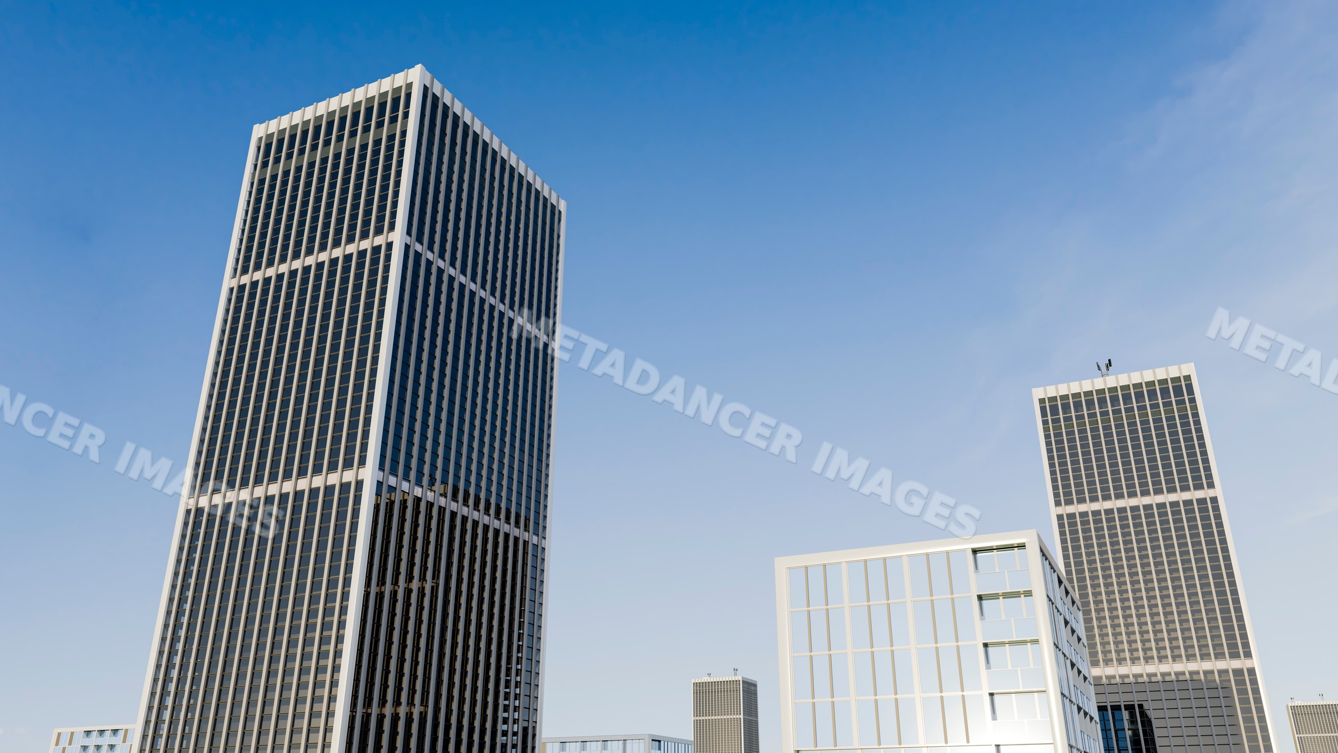 Modern skyscrapers with glass facades in city business district