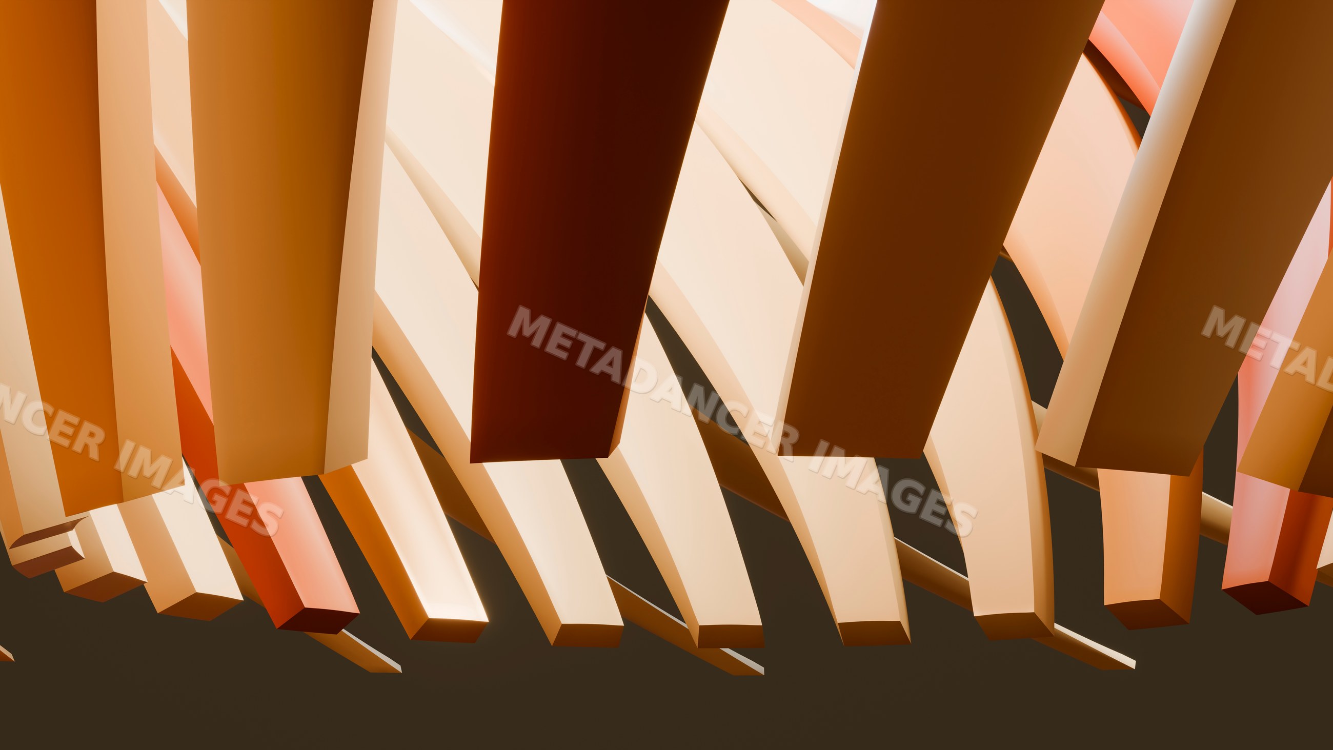Abstract 3d illustration of curved orange and beige bars