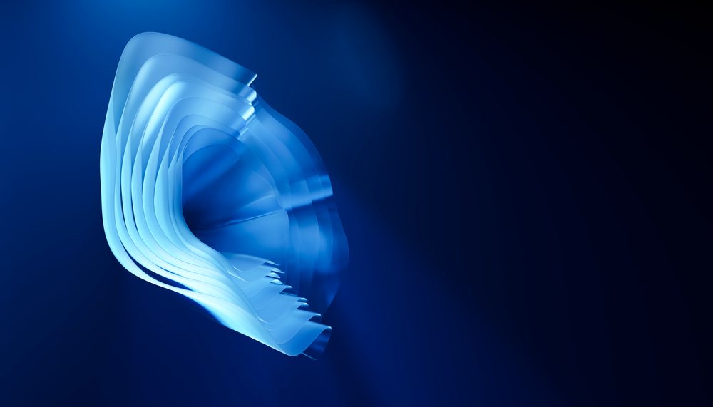 A dynamic blue abstract wave flowing