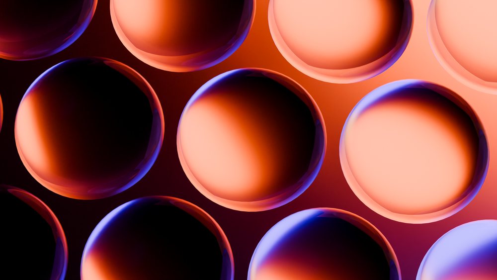 Glossy 3d abstract spheres with vibrant lighting