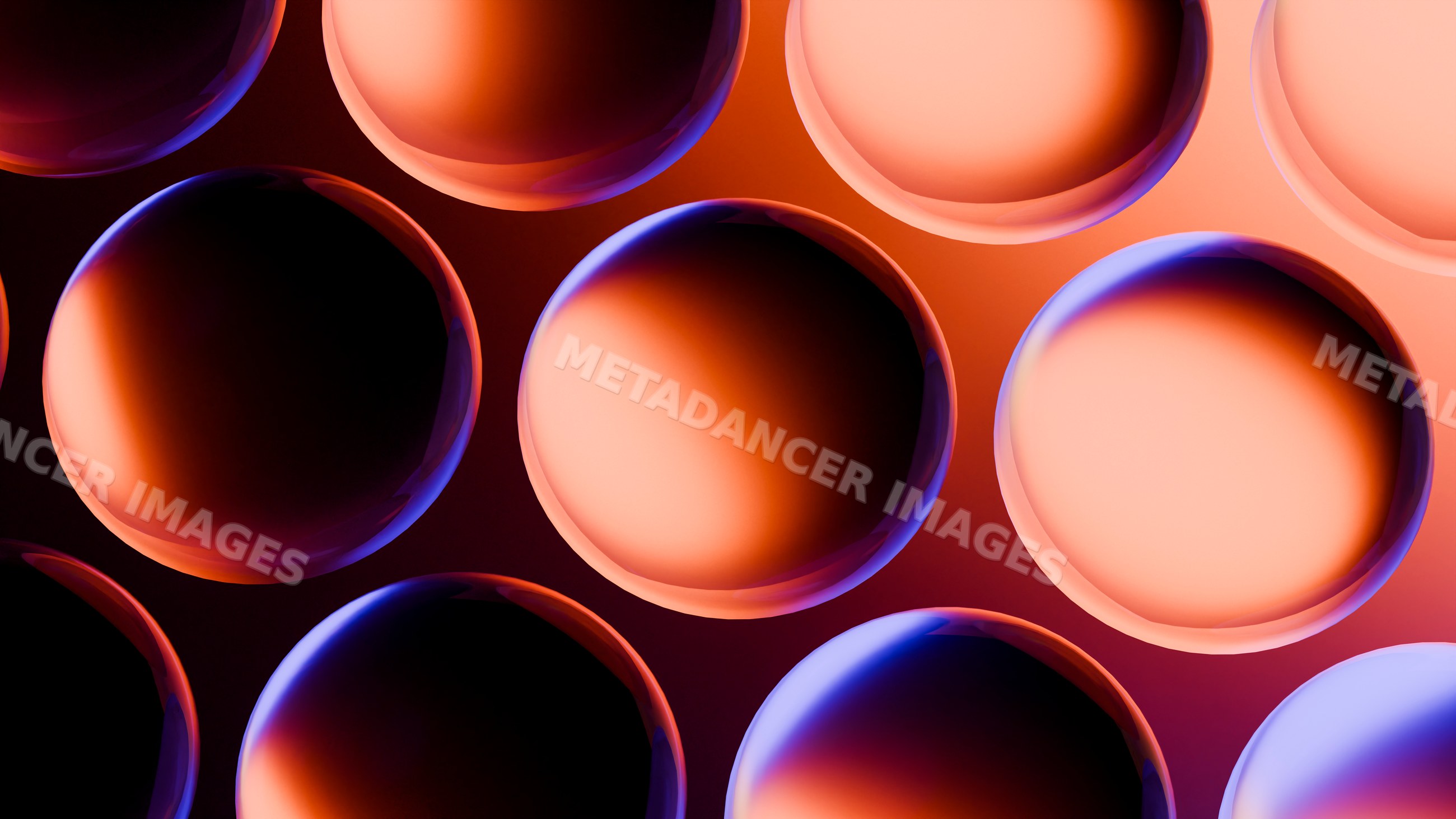 Glossy 3d abstract spheres with vibrant lighting