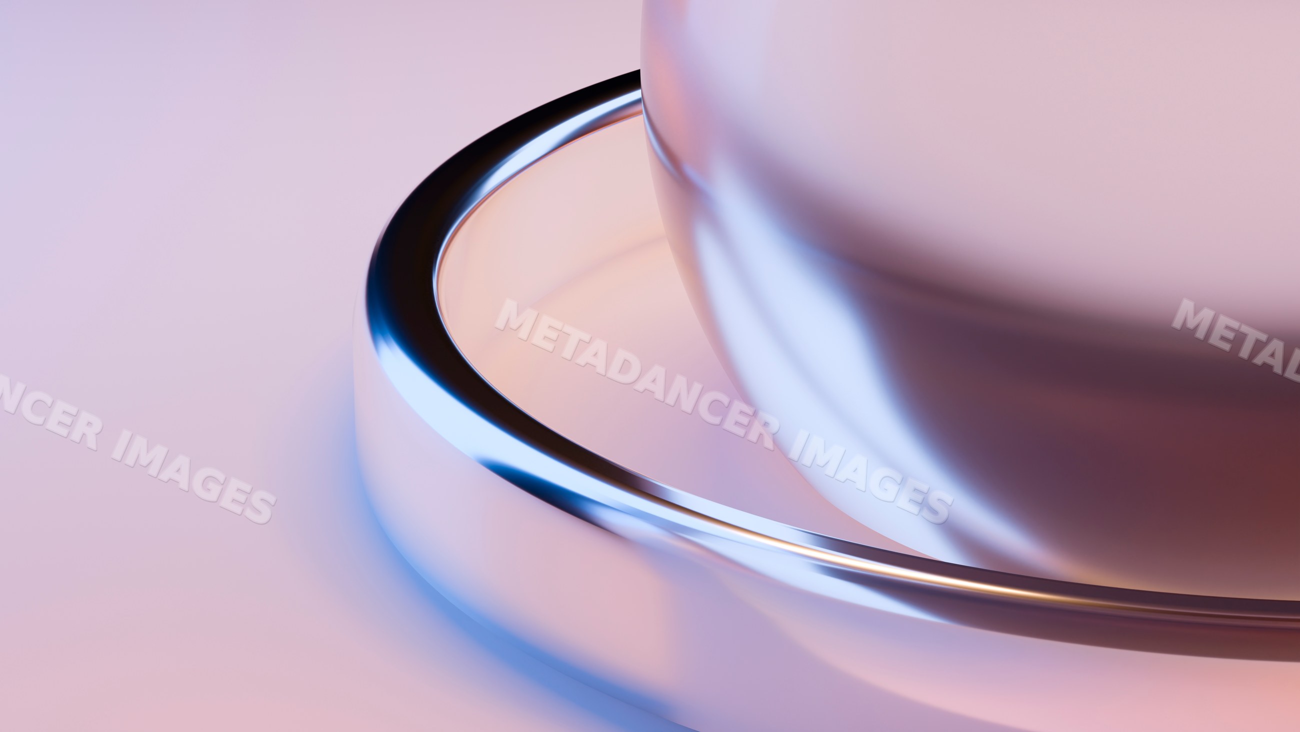 Close-up of shiny metal ring with reflective smooth surface