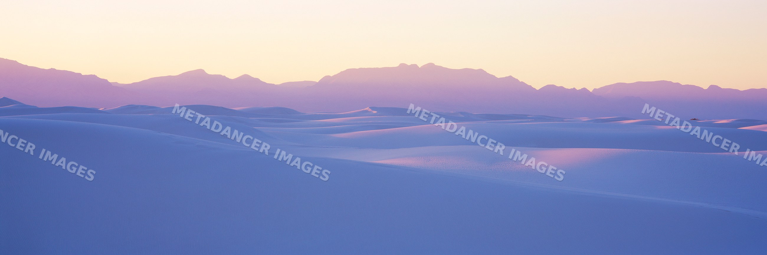 White sand dunes at white sands national monument at sunset in new