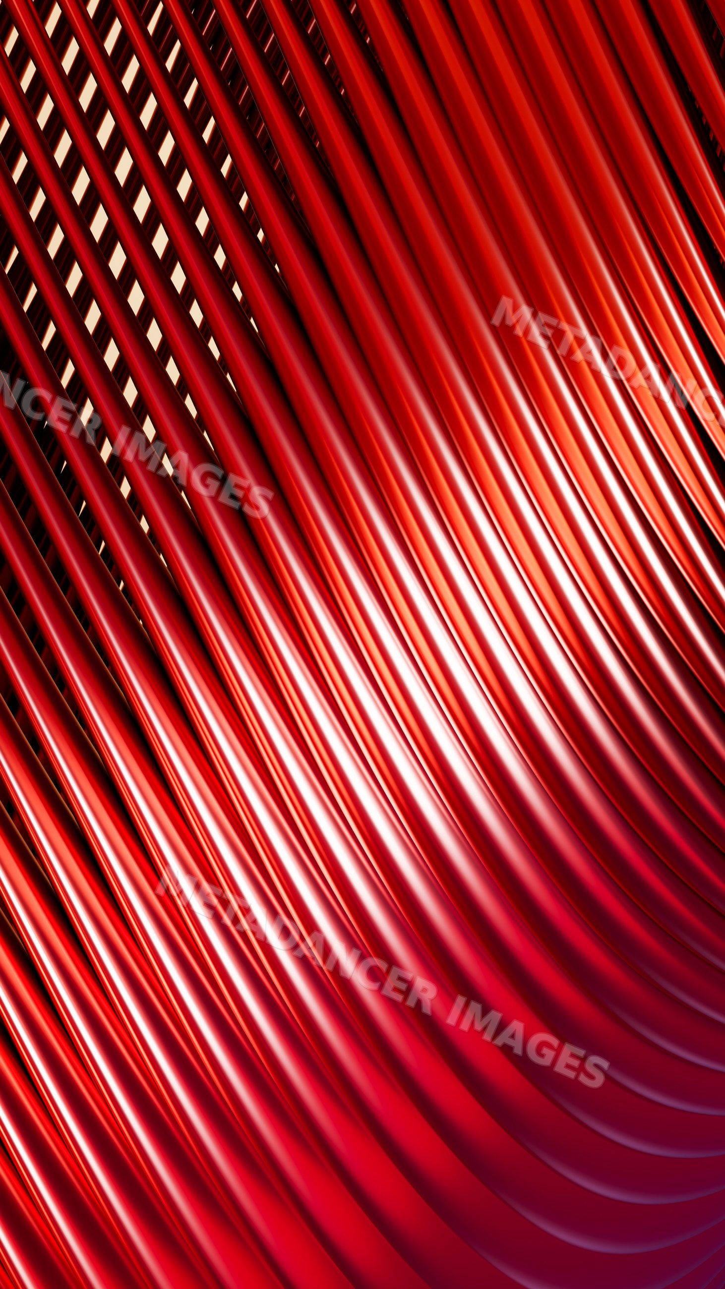 Abstract digital illustration of flowing red shiny curved lines