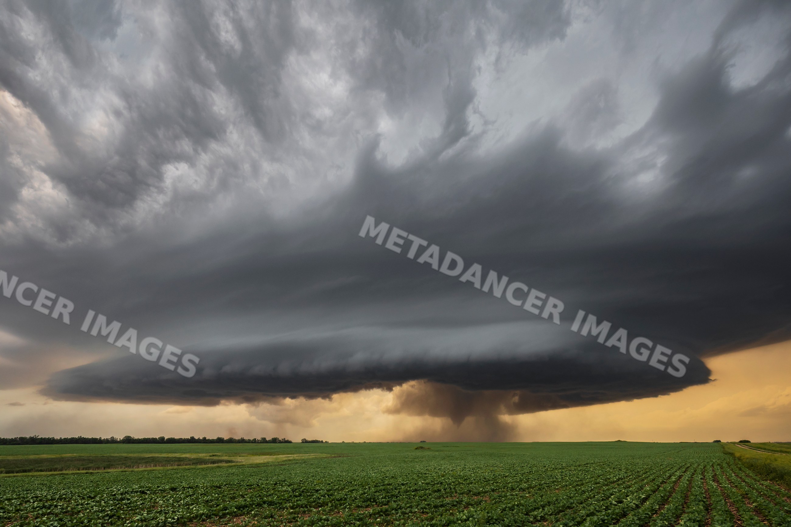 Supercell storm with Descending Tornado in marion north dakota USA