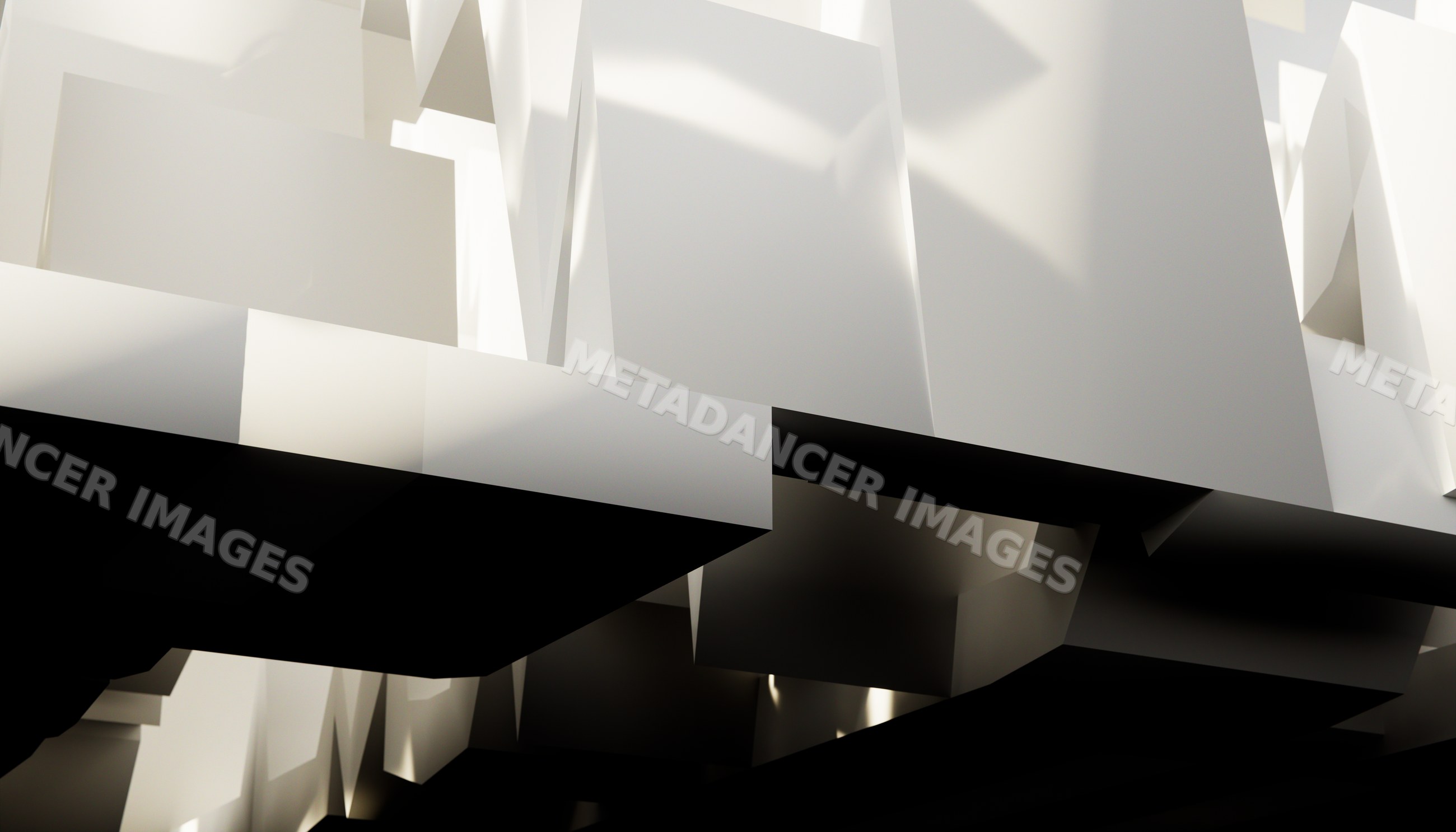 Abstract geometric 3d shapes with contrasting black and white shadows