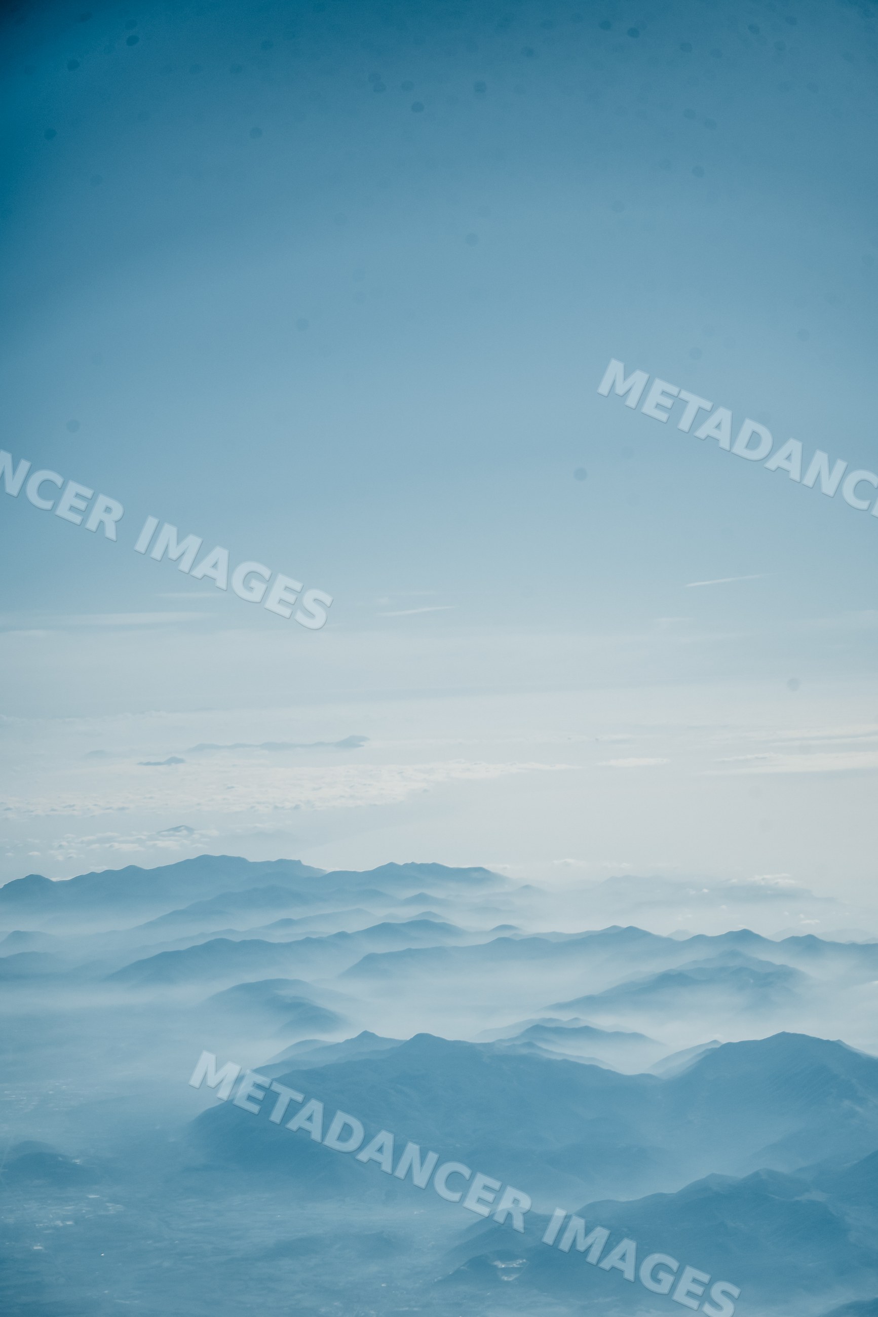 Mountain range with mist and clouds in Spain landscape