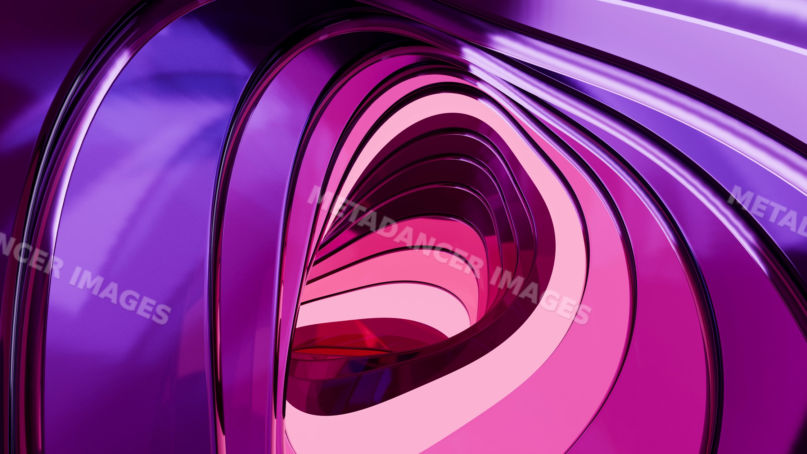 Abstract 3d illustration of curved purple and pink shapes