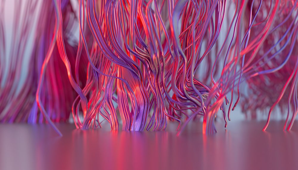 Abstract 3d illustration of colorful twisting strands