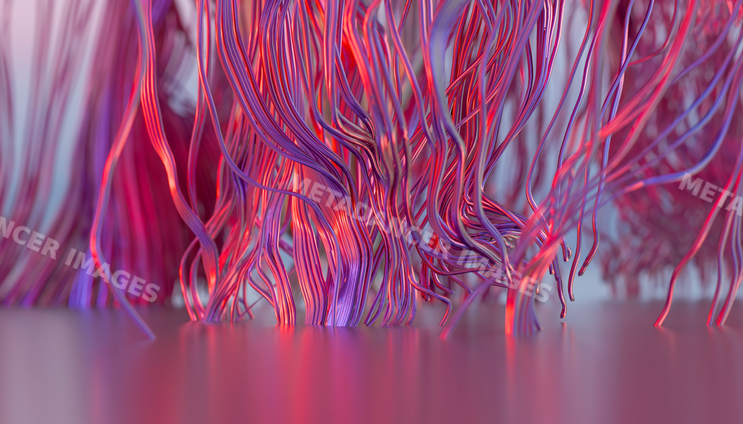 Abstract 3d illustration of colorful twisting strands