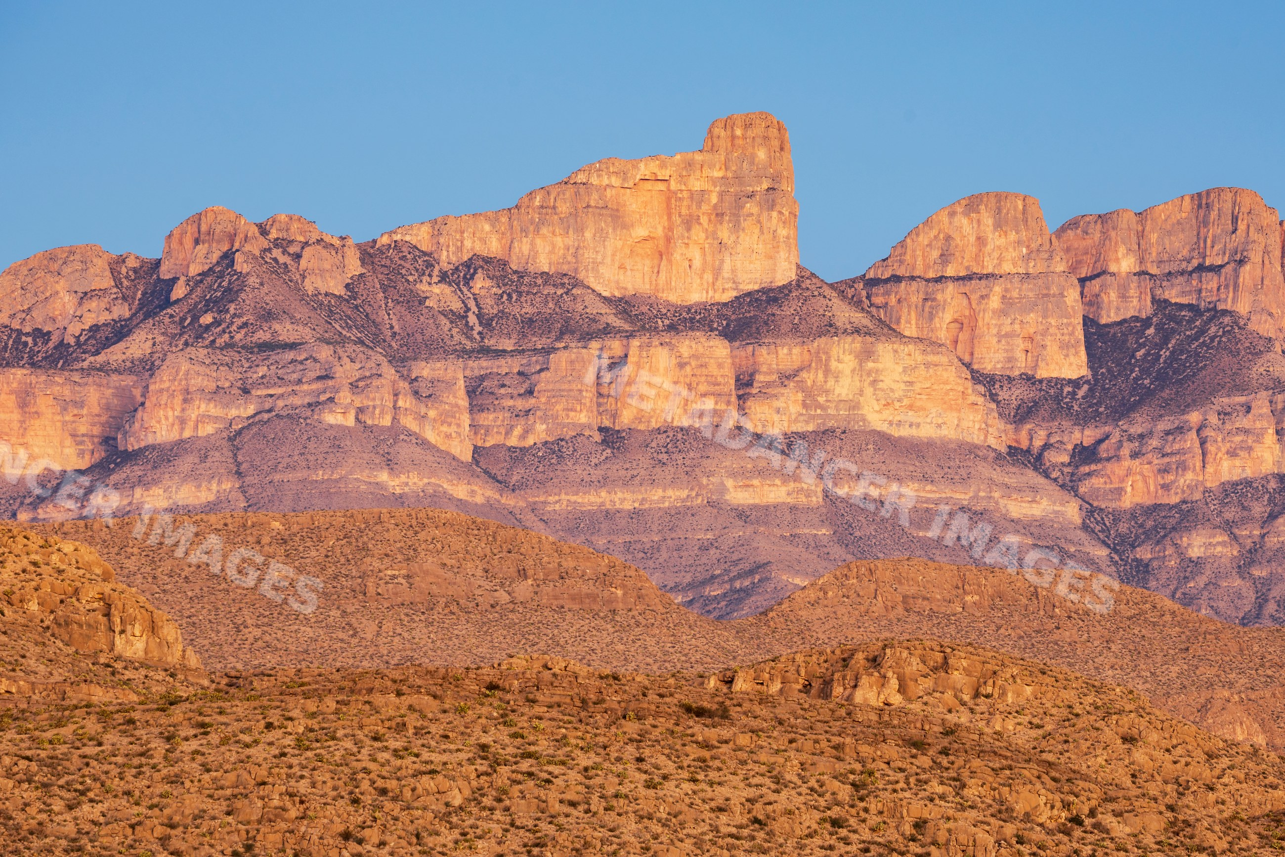 Sierra del carmen range at Sunset in big bend national park Texas