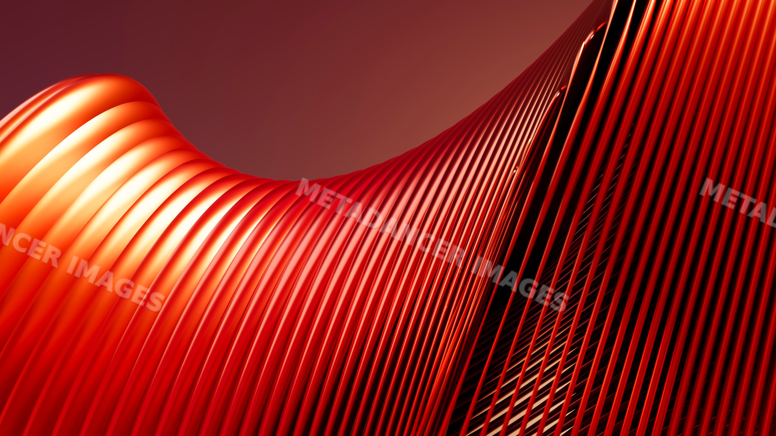 Abstract red flowing curved lines digital illustration