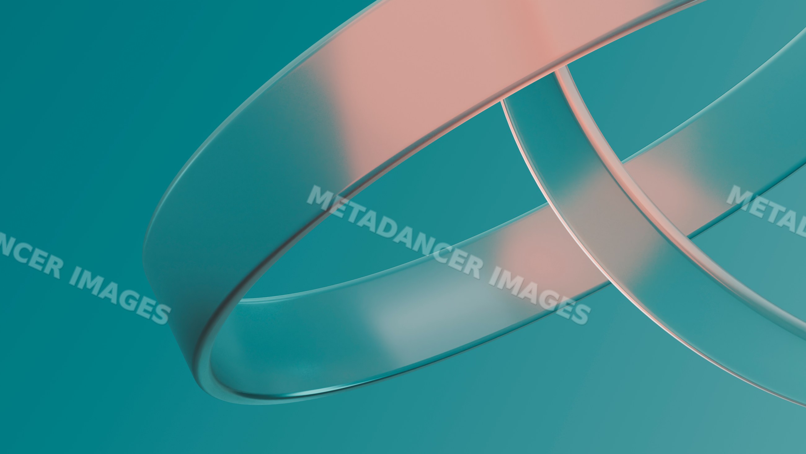 Abstract 3d illustration of intertwined metallic curved bands