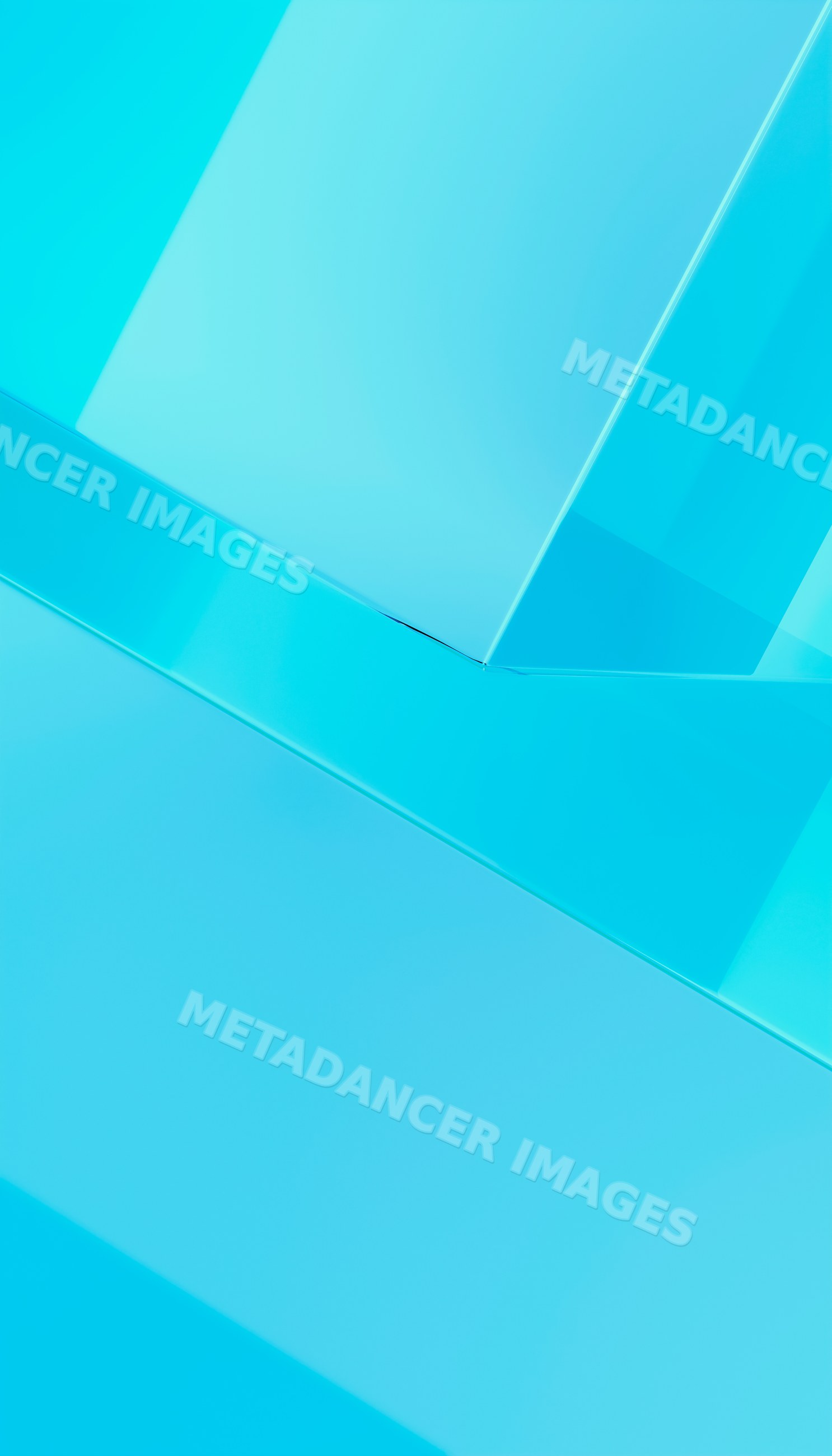 Abstract blue geometric render background with transparent glass