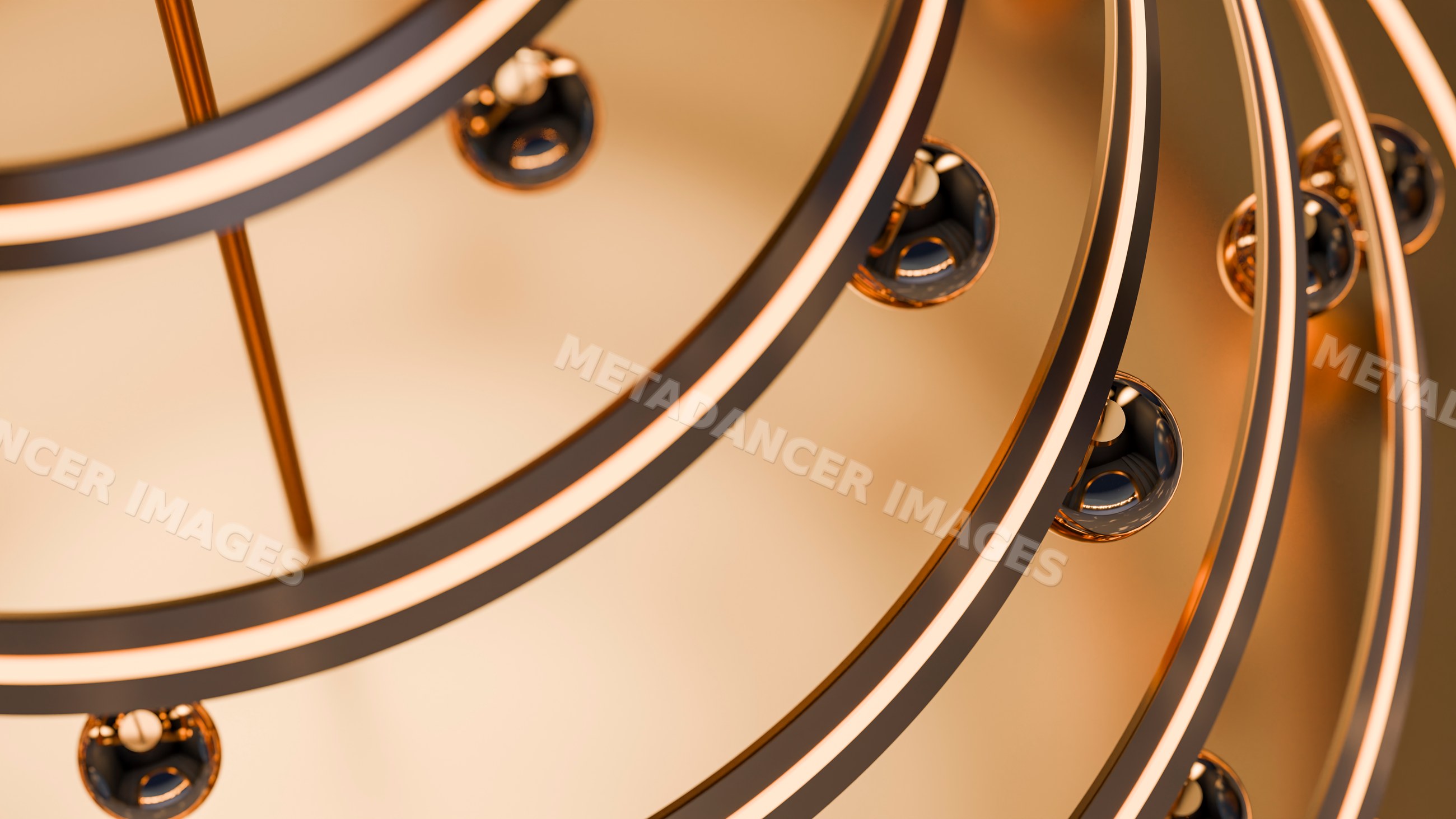 Modern circular chandelier with warm glowing rings and metallic